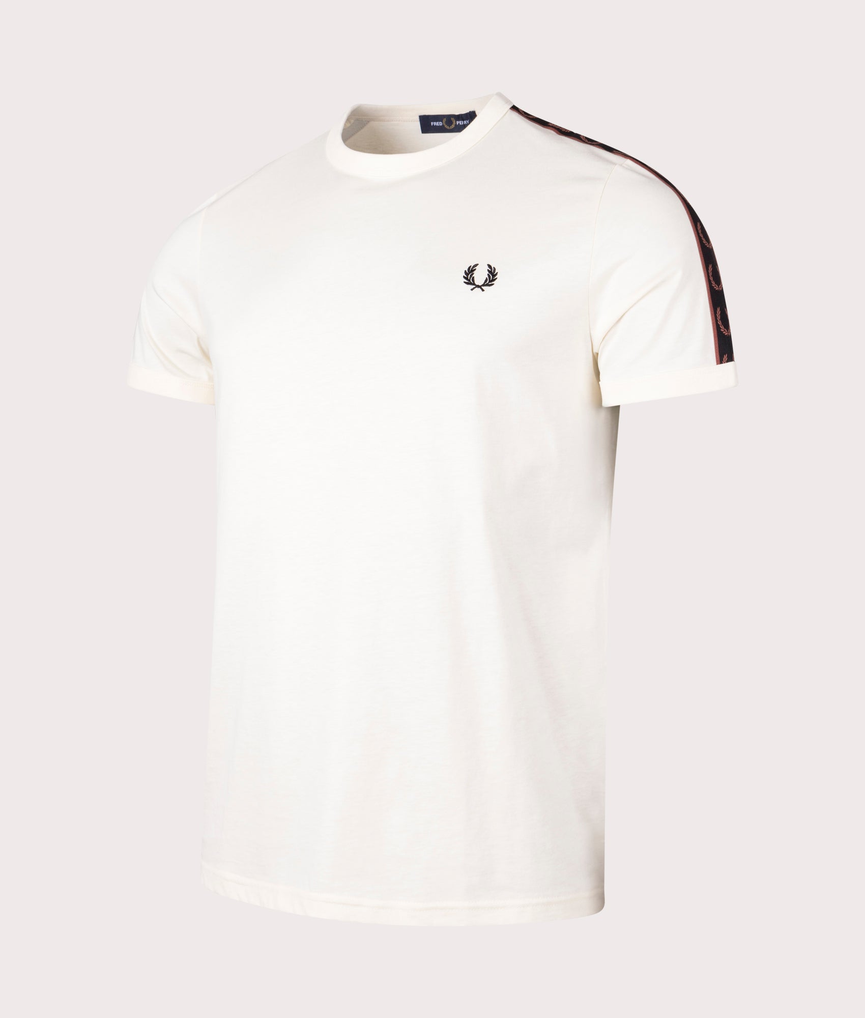 Fred Perry Mens Contrast Tape Ringer T-Shirt - Colour: U09 Ecru/Whisky Brwn - Size: XL