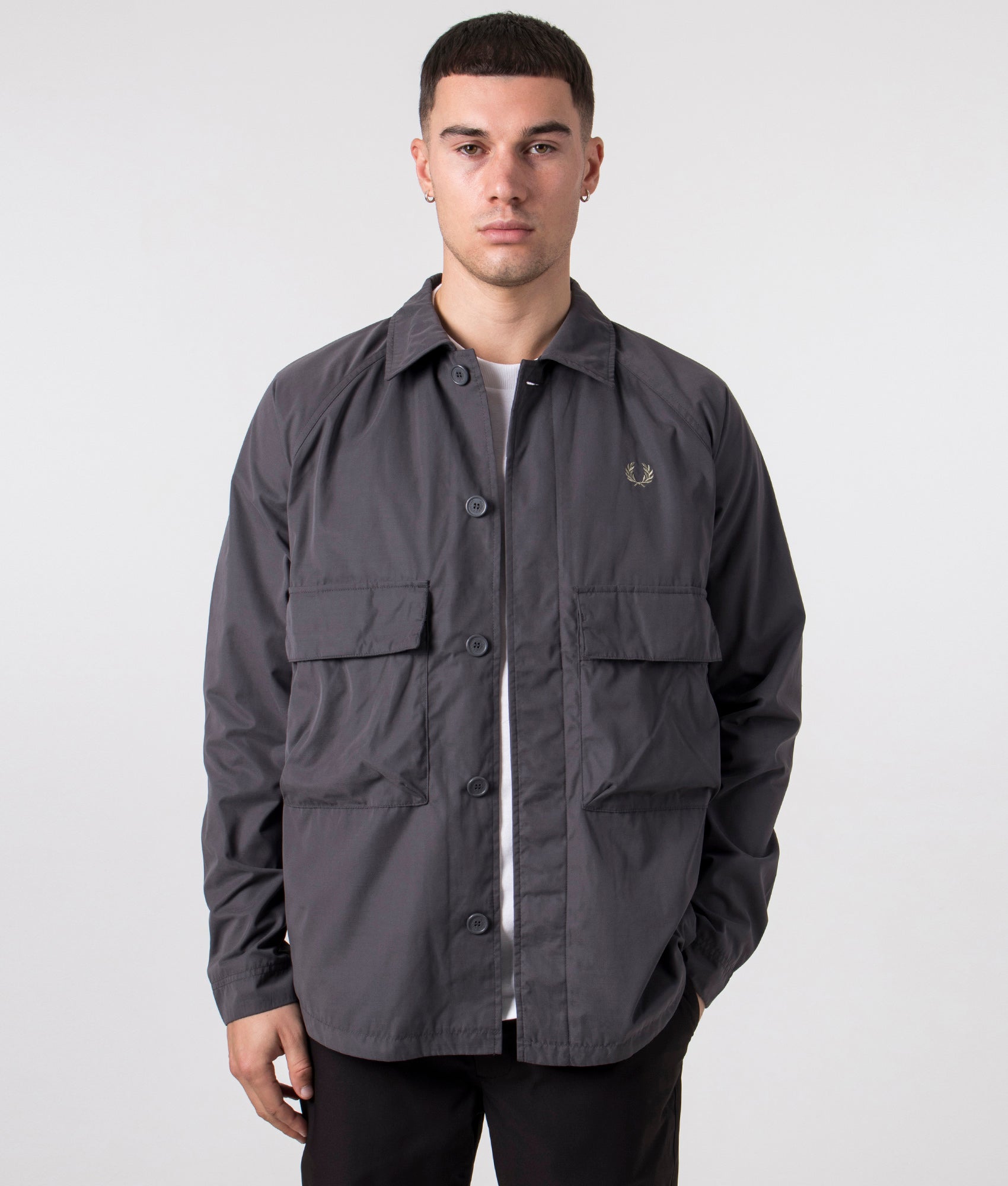 Fred Perry Mens Utility Overshirt - Colour: G85 Gunmetal - Size: Large