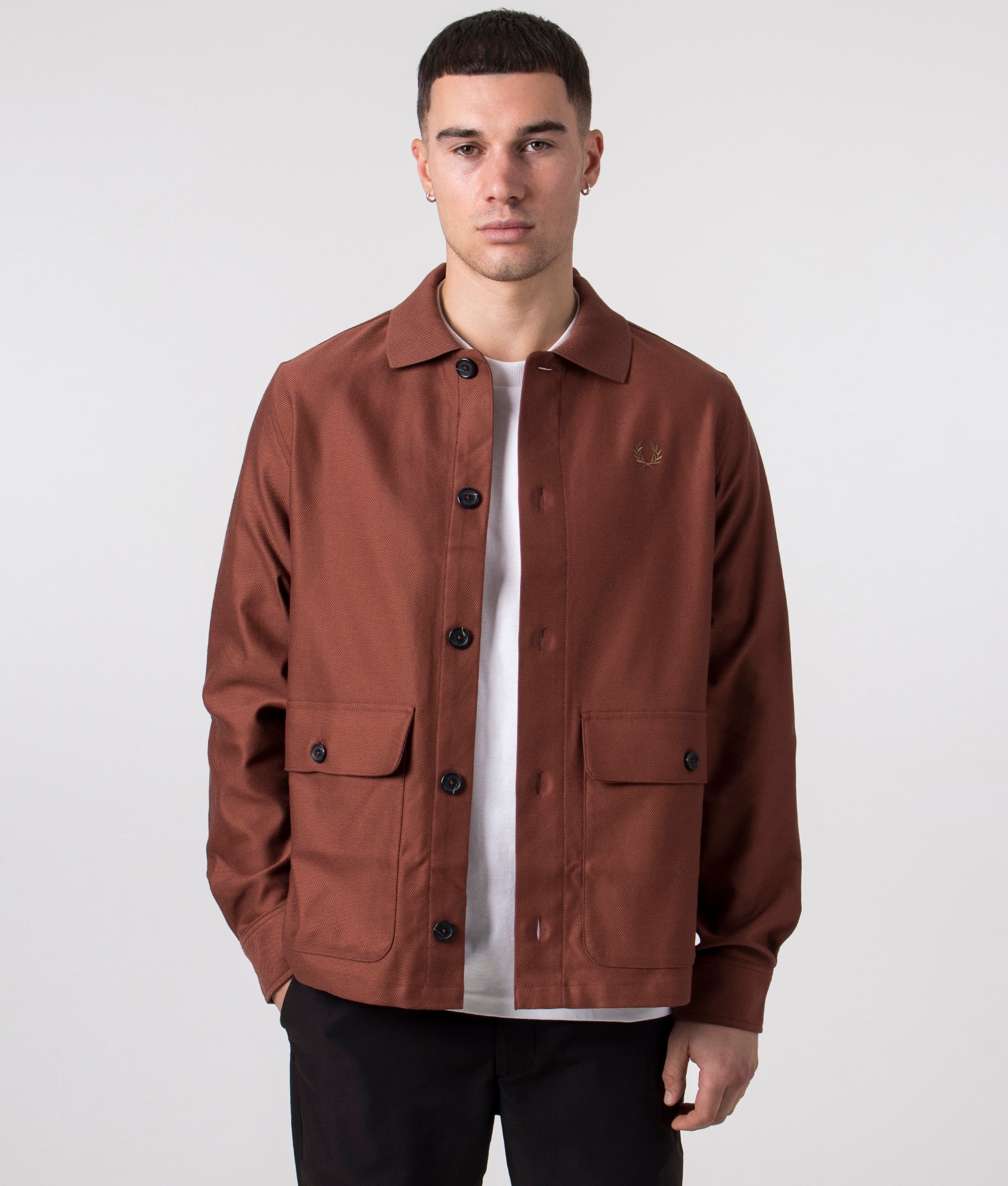 Fred Perry Mens Utility Pocket Overshirt - Colour: S54 Whisky Brown - Size: Medium