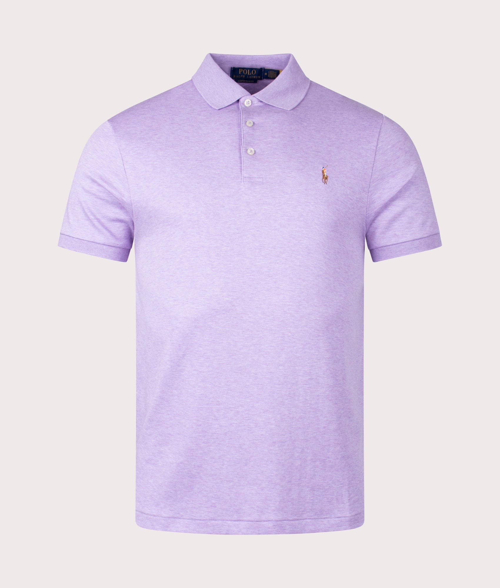 Polo Ralph Lauren Mens Custom Slim Fit Soft Cotton Polo Shirt - Colour: 006 Pastel Purple Heather - 