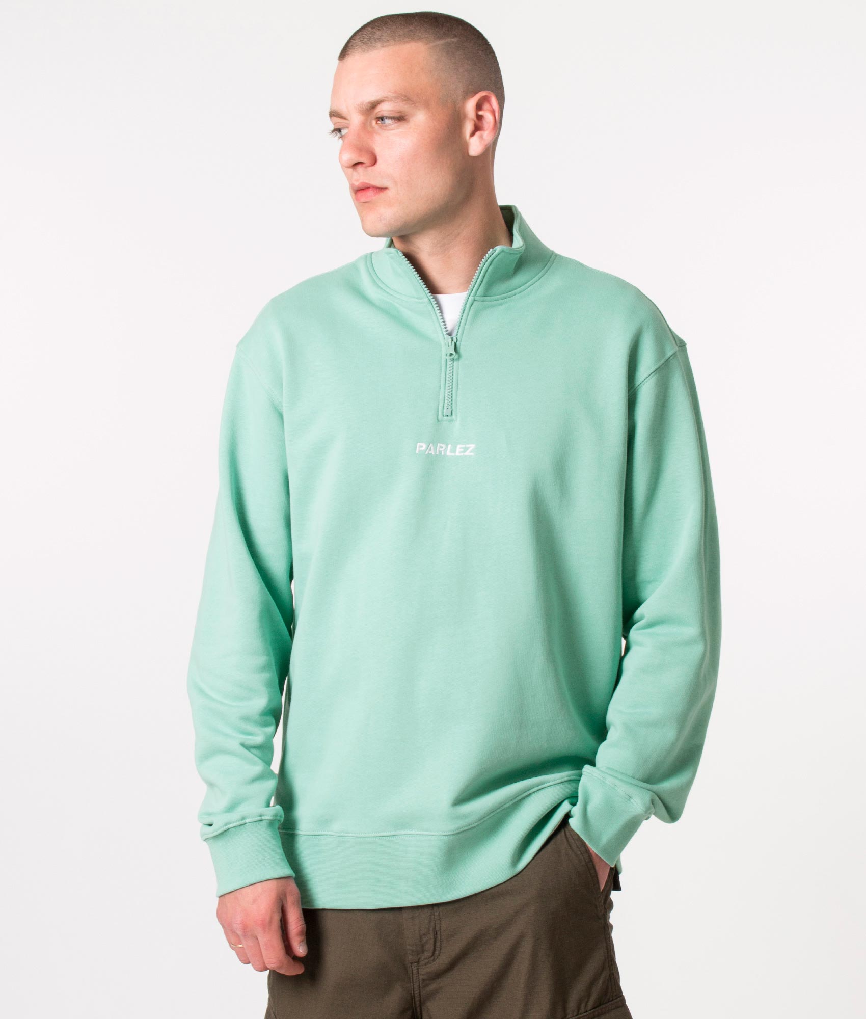 Parlez Mens Quarter Zip Ladsun Sweatshirt - Colour: Dusty Aqua - Size: Large