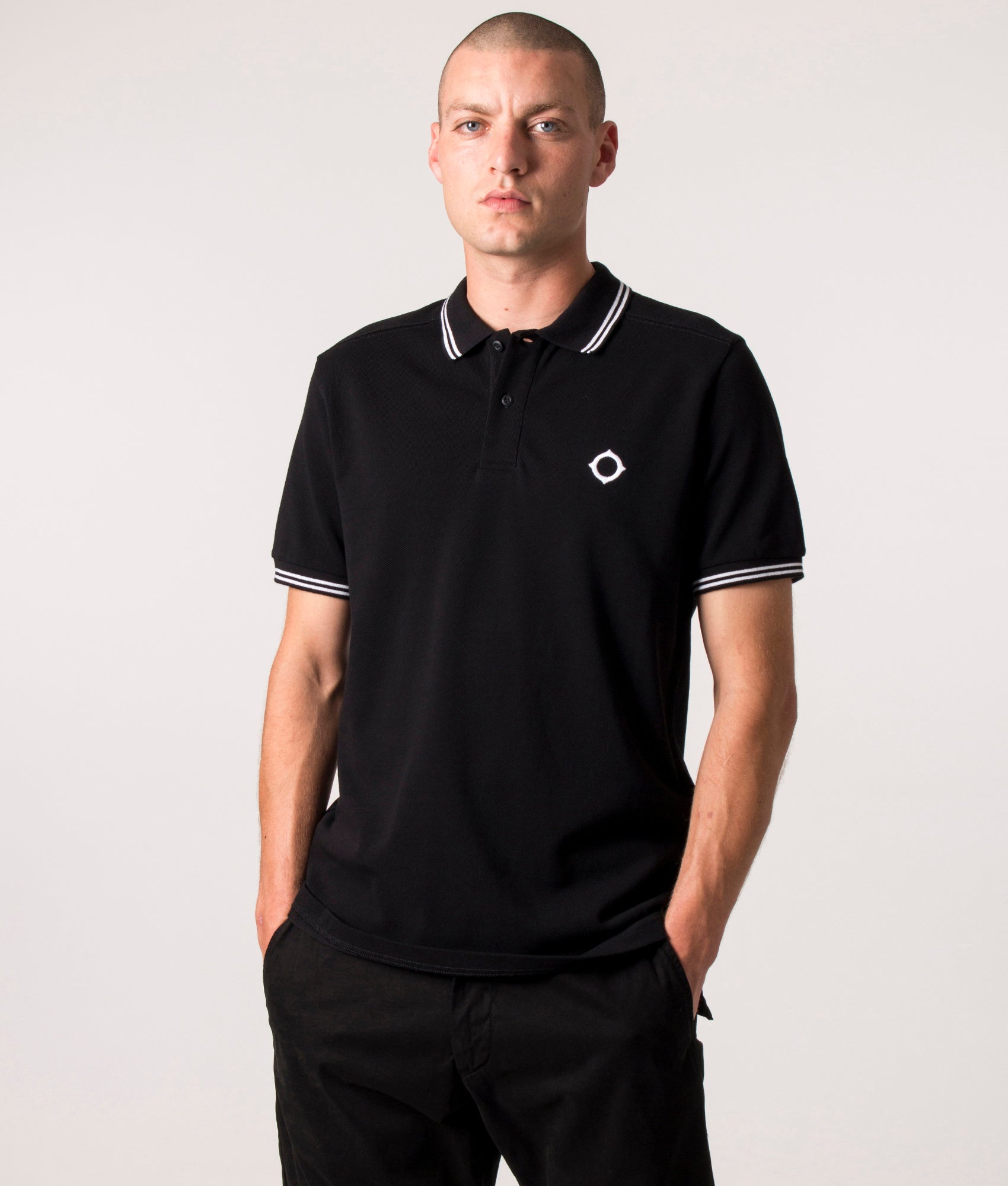 MA.Strum Mens Double Tipped Polo Shirt - Colour: M000 Black - Size: Large