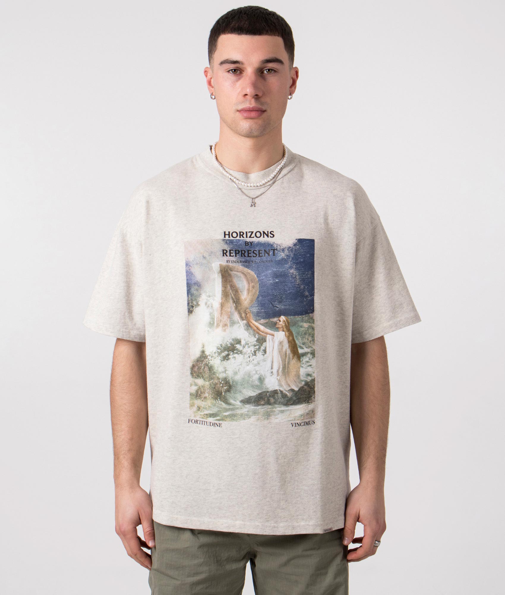 Represent Mens Higher Truth T-Shirt - Colour: 94 Cream Marl - Size: XL