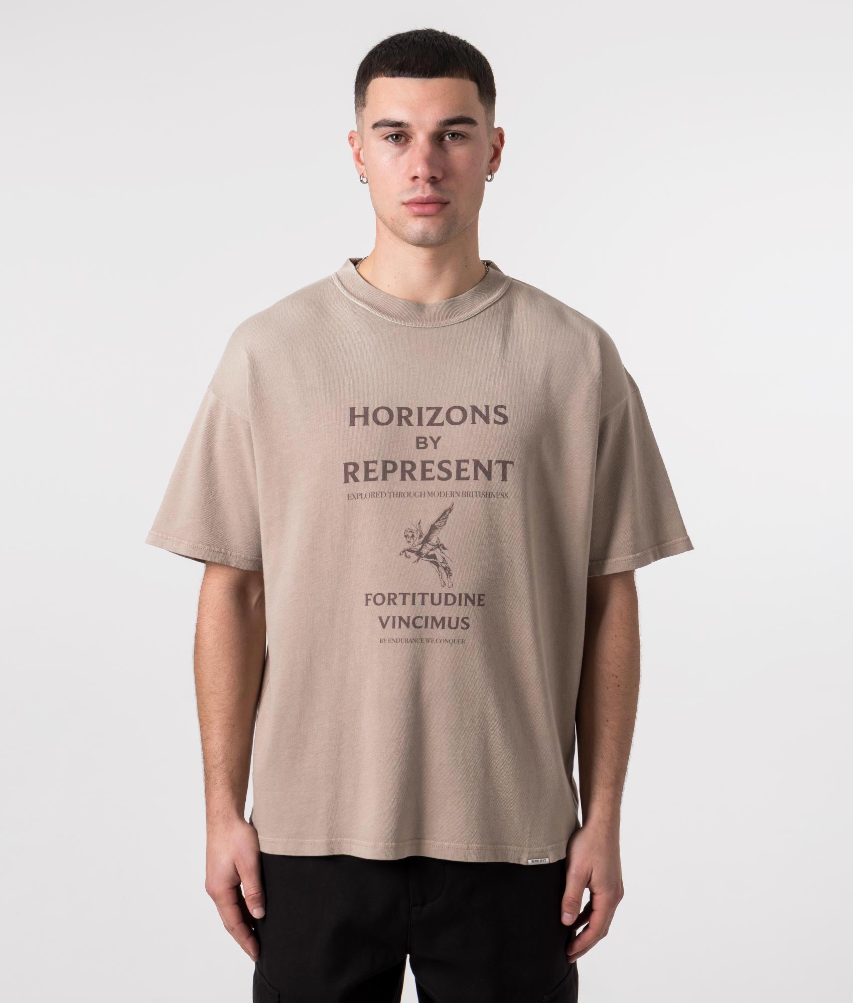 Represent Mens Horizons T-Shirt - Colour: 431 Washed Taupe - Size: Small