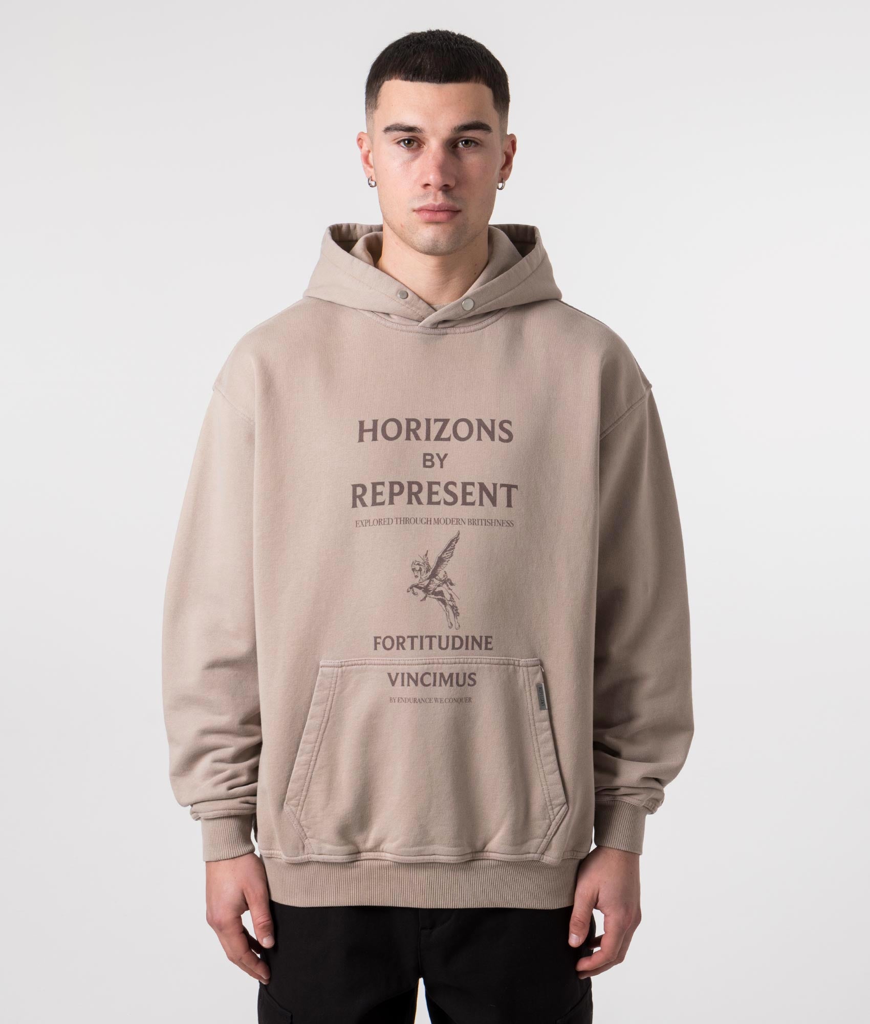 Represent Mens Horizons Hoodie - Colour: 431 Washed Taupe - Size: Medium