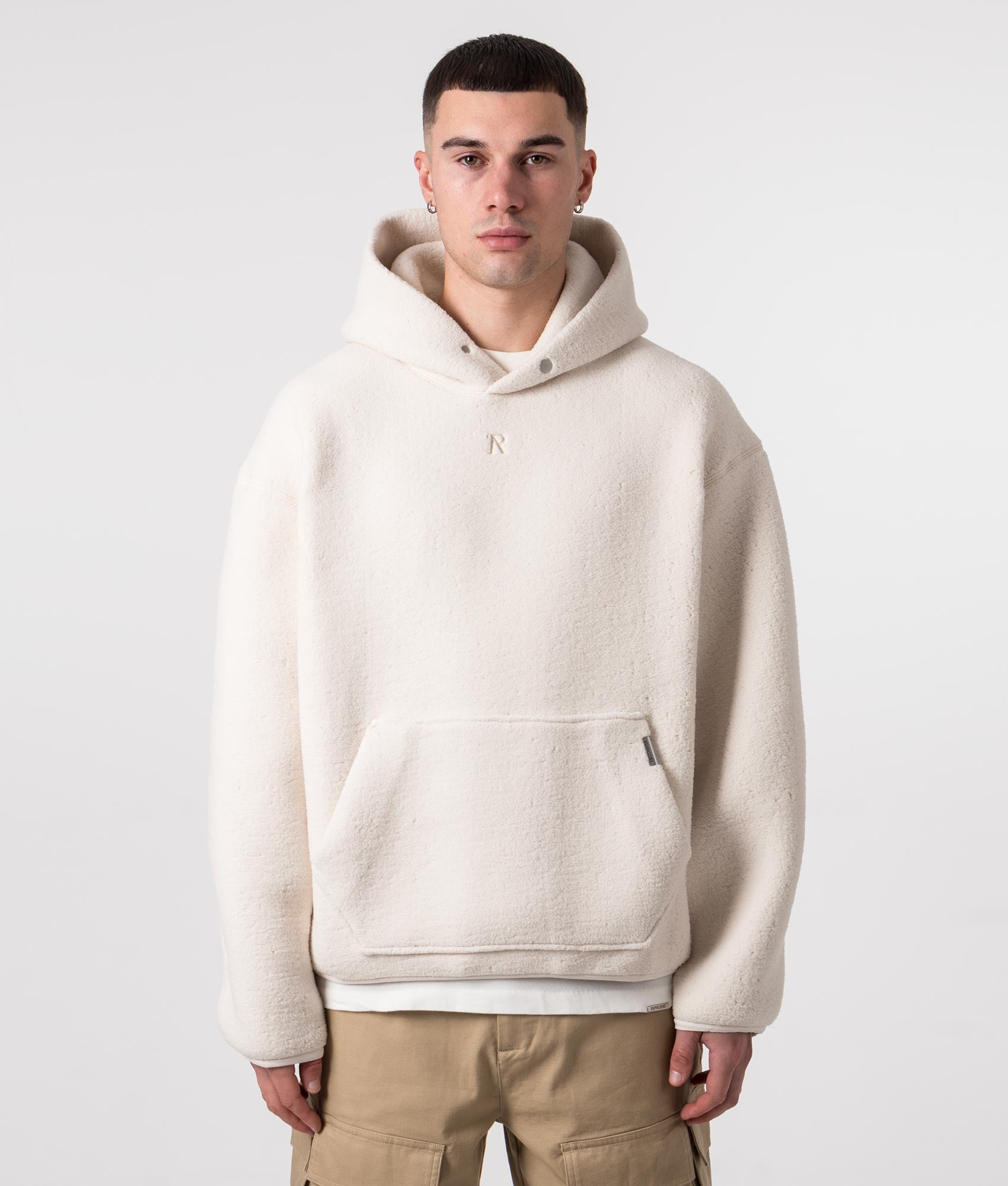 Represent Mens Oversized Fleece Hoodie - Colour: 328 Papyrus - Size: Large