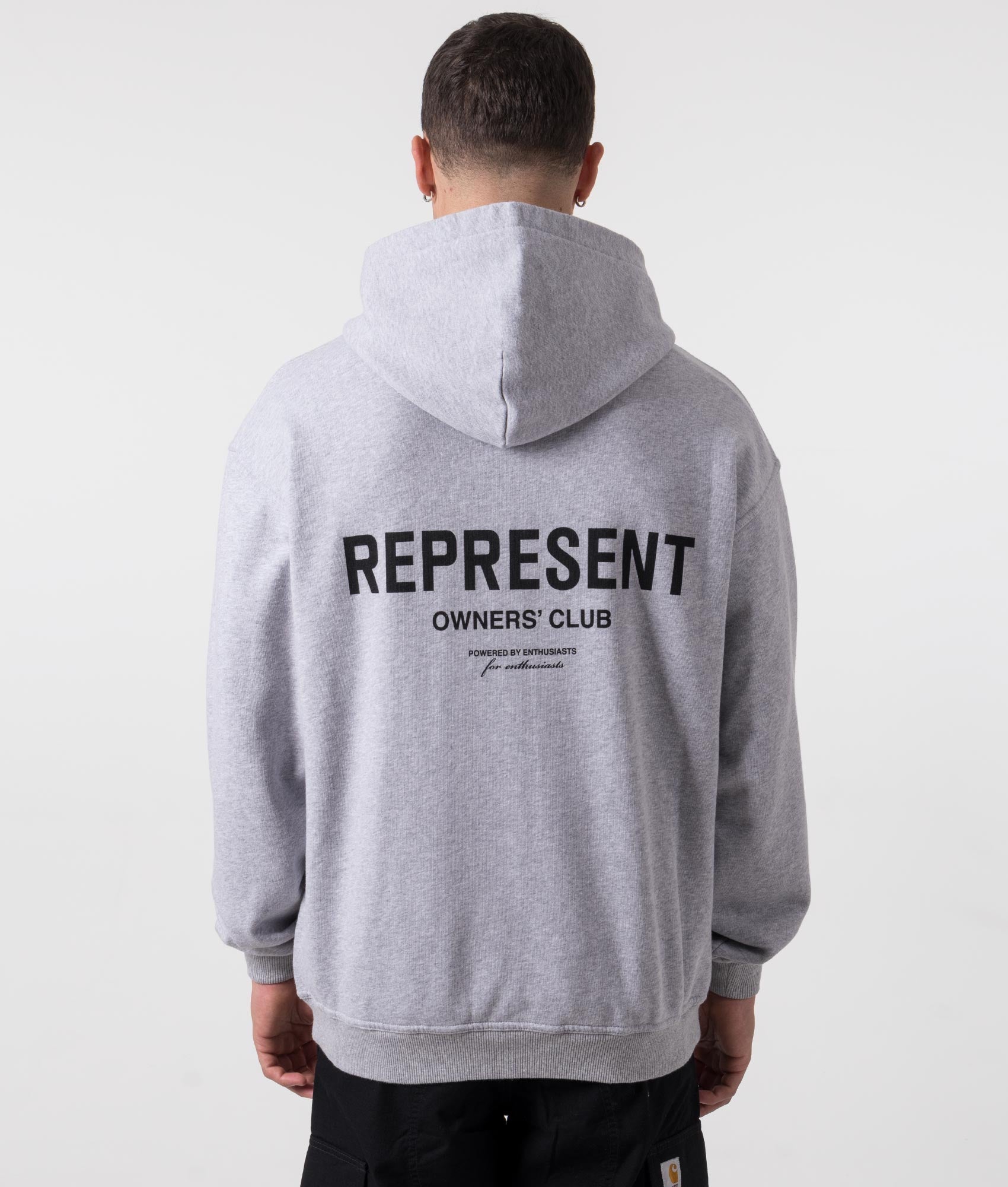 Represent Mens Oversized Fit Owners Club Hoodie - Colour: 302 Ash Grey/Black - Size: Large