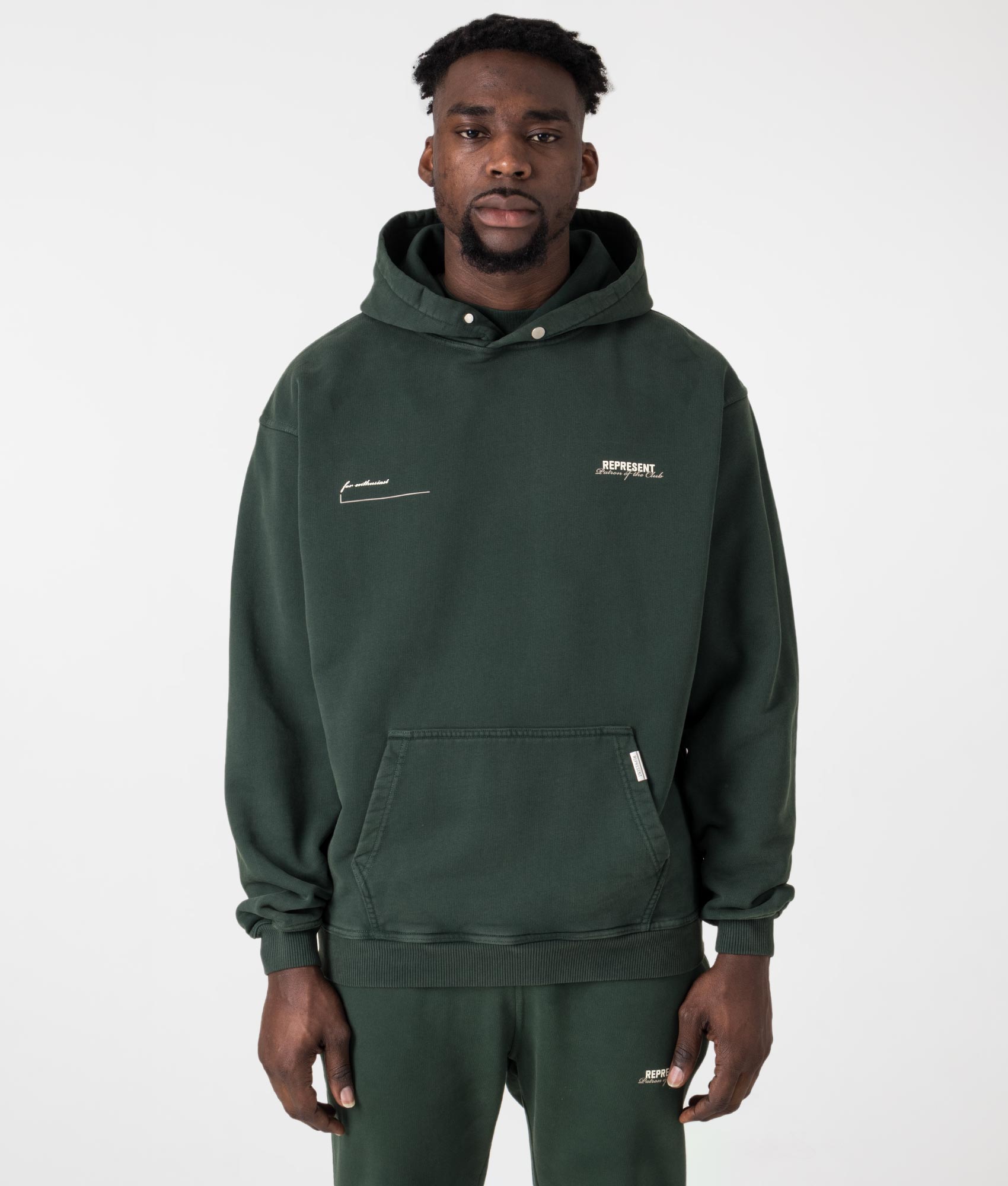 Represent Mens Patron Of The Club Hoodie - Colour: 386 Forest Green - Size: XL