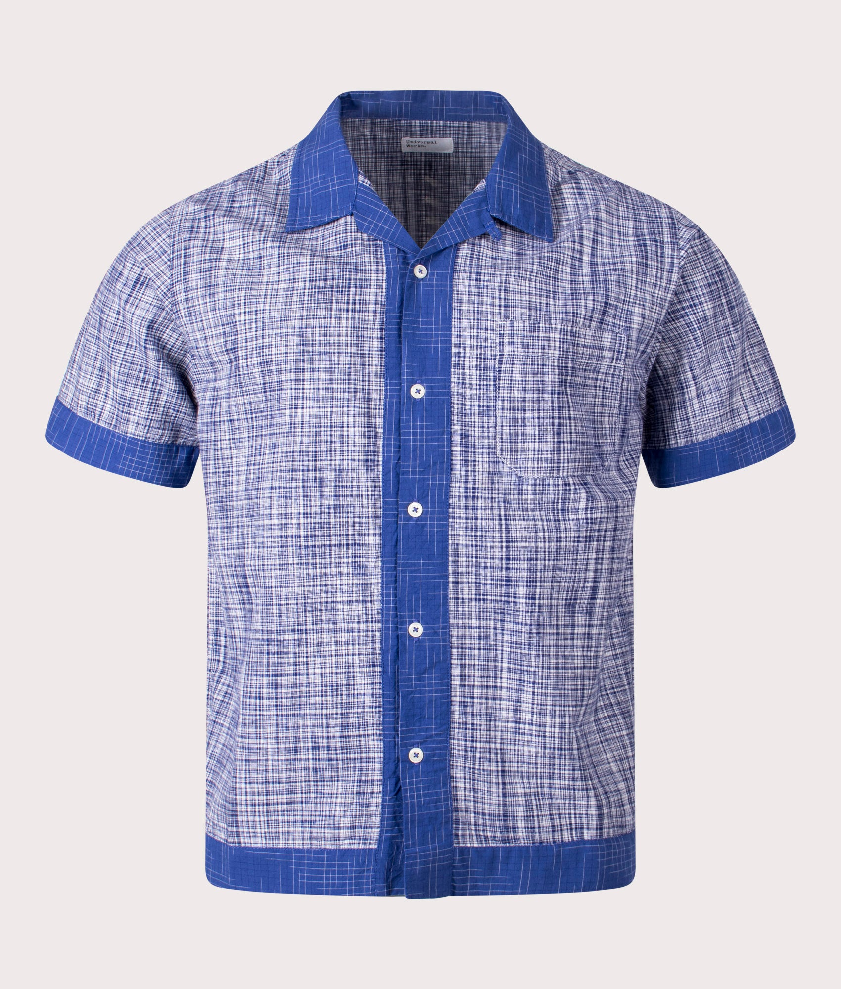 Universal Works Mens Border Road Shirt - Colour: Navy/Blue - Size: XXL