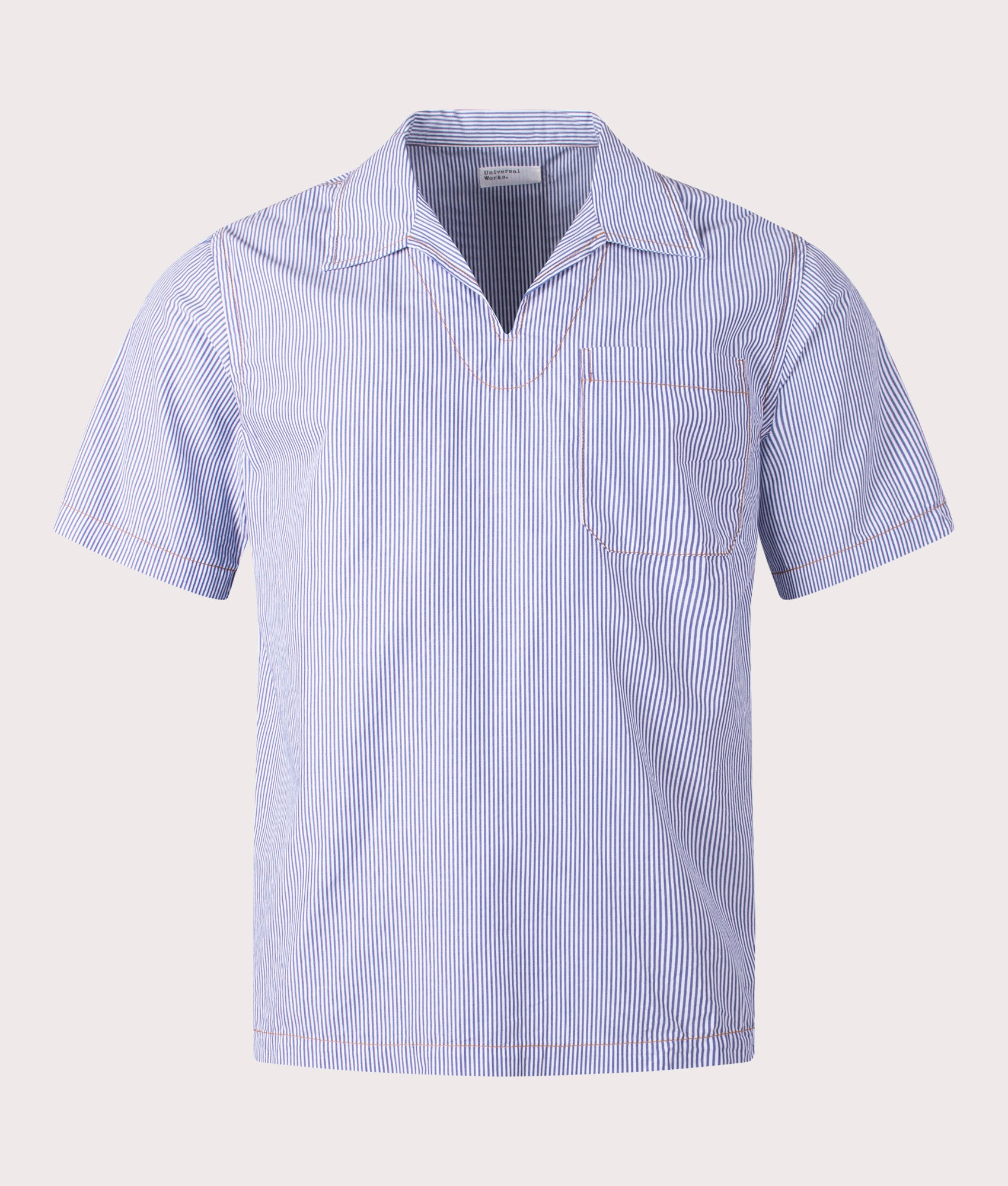 Universal Works Mens Overhead Shirt - Colour: Navy/White - Size: XXL