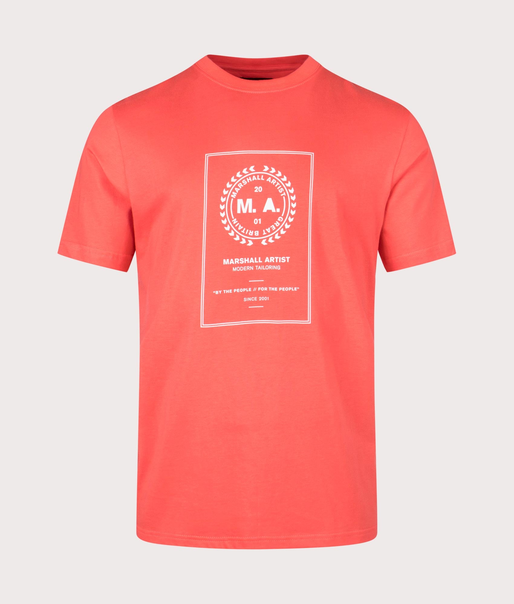 Marshall Artist Mens Cartellino T-Shirt - Colour: 078 Coral - Size: Small