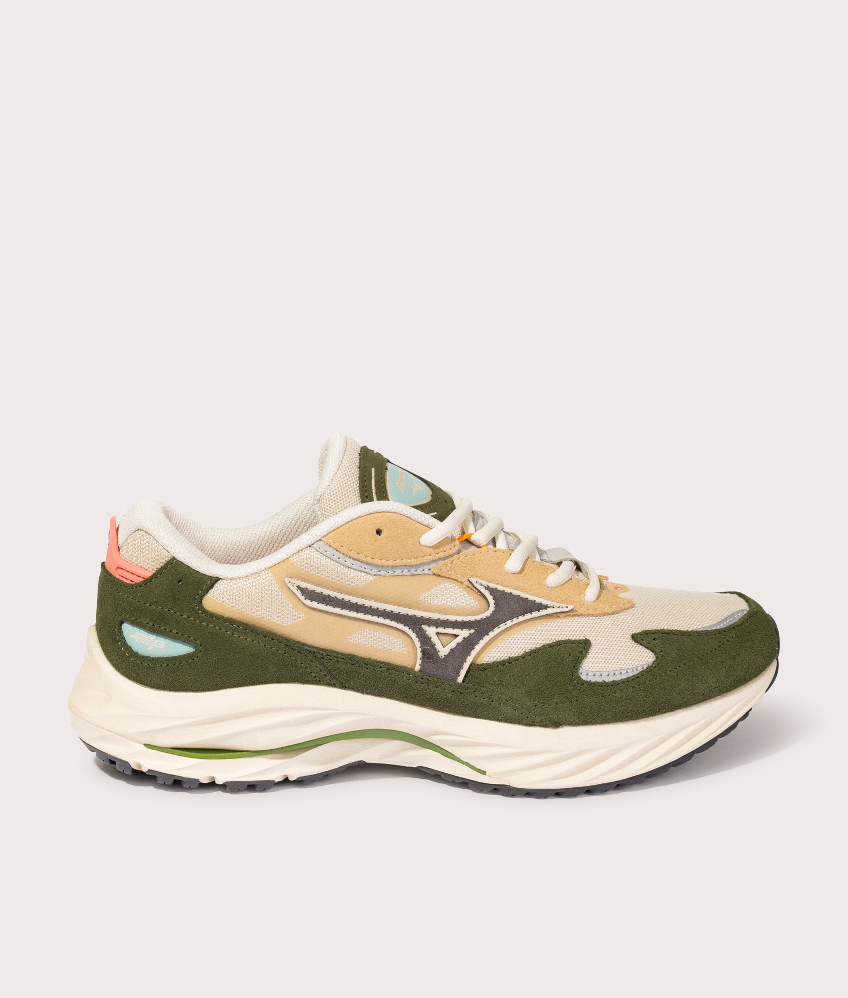 Mizuno Mens Wave Rider Beta Sneakers - Colour: 06 S Sand/D Shadow/Rifle Green - Size: 8