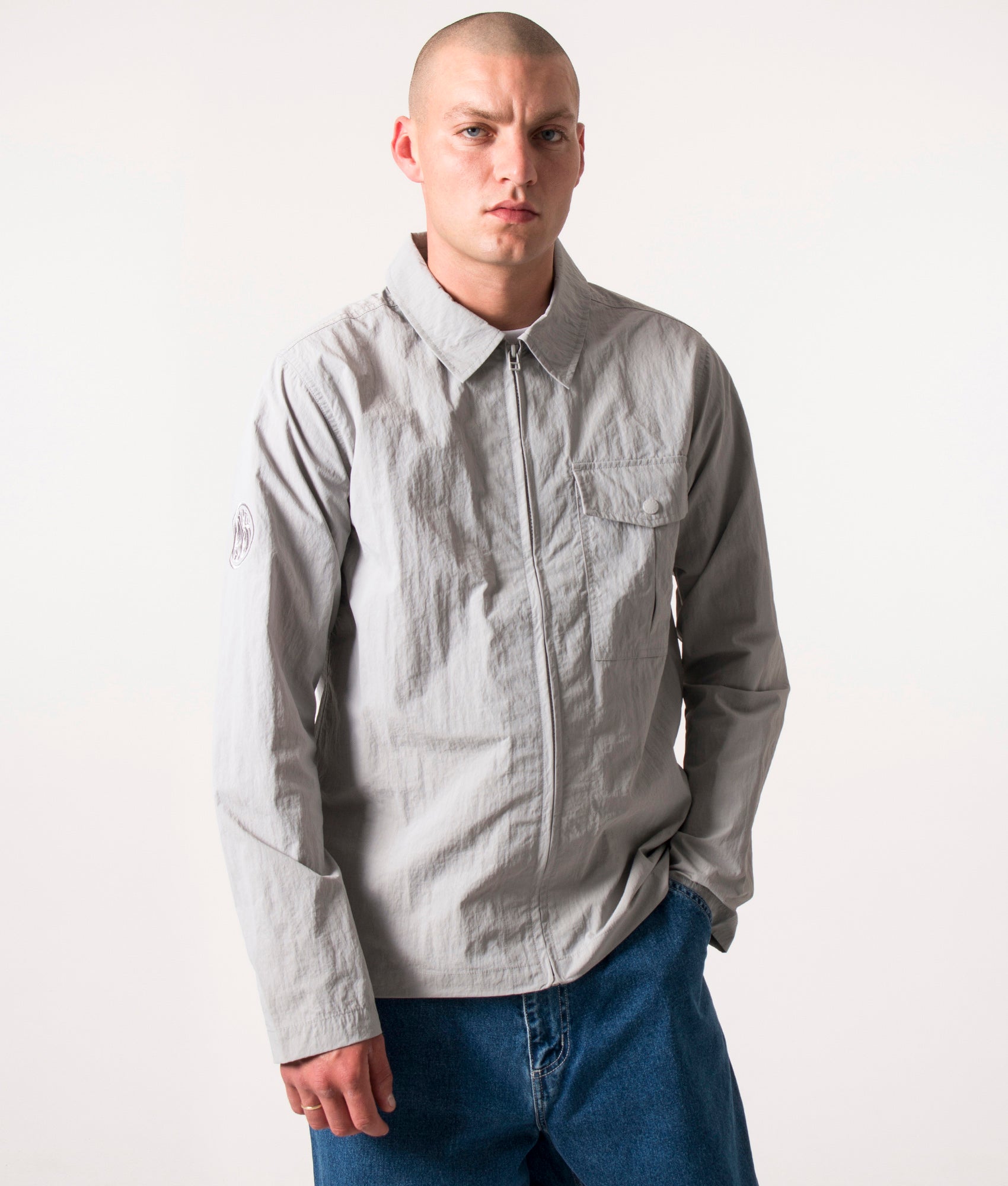 Pretty Green Mens Ridley Overshirt - Colour: Grey - Size: XL