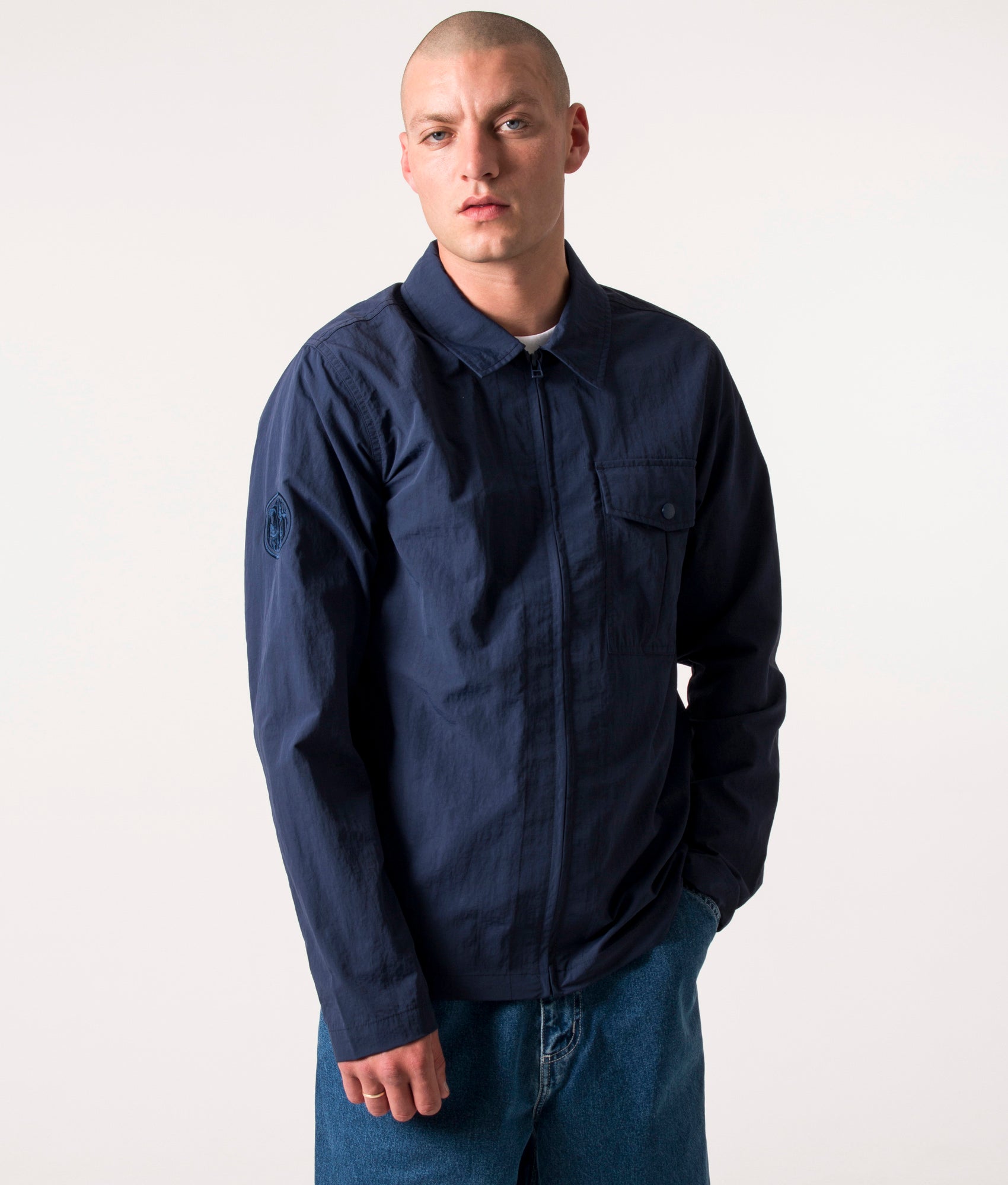 Pretty Green Mens Ridley Overshirt - Colour: Navy - Size: Large