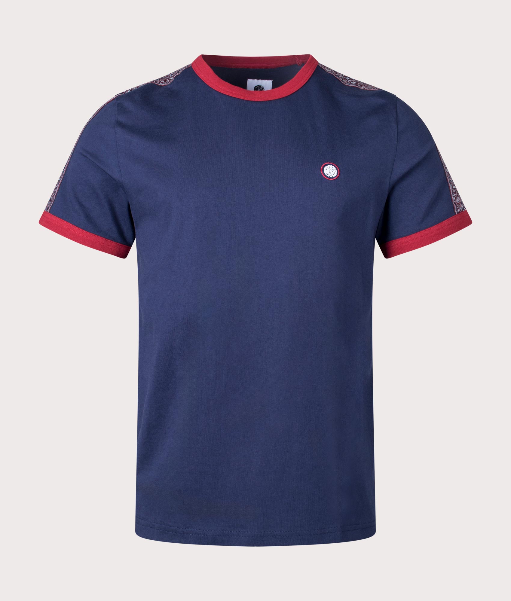Pretty Green Mens Eclipse Tape T-Shirt - Colour: Navy - Size: Large