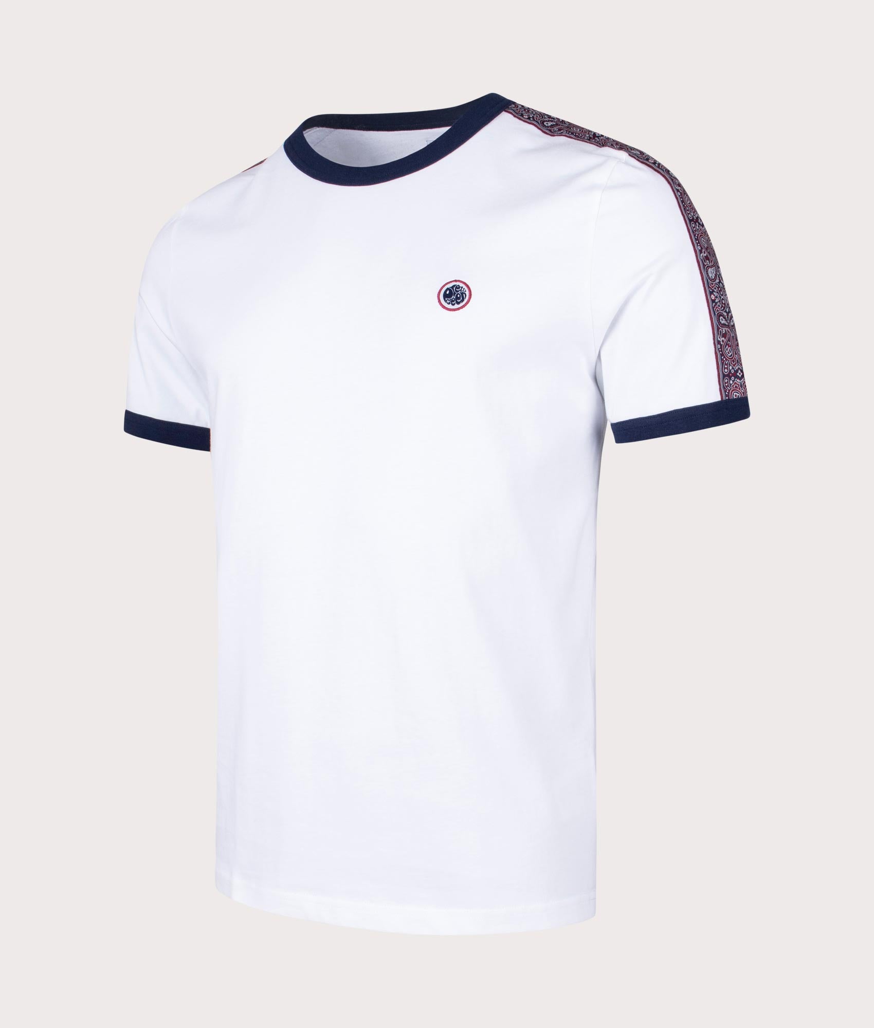 Pretty Green Mens Eclipse Tape T-Shirt - Colour: White - Size: Medium