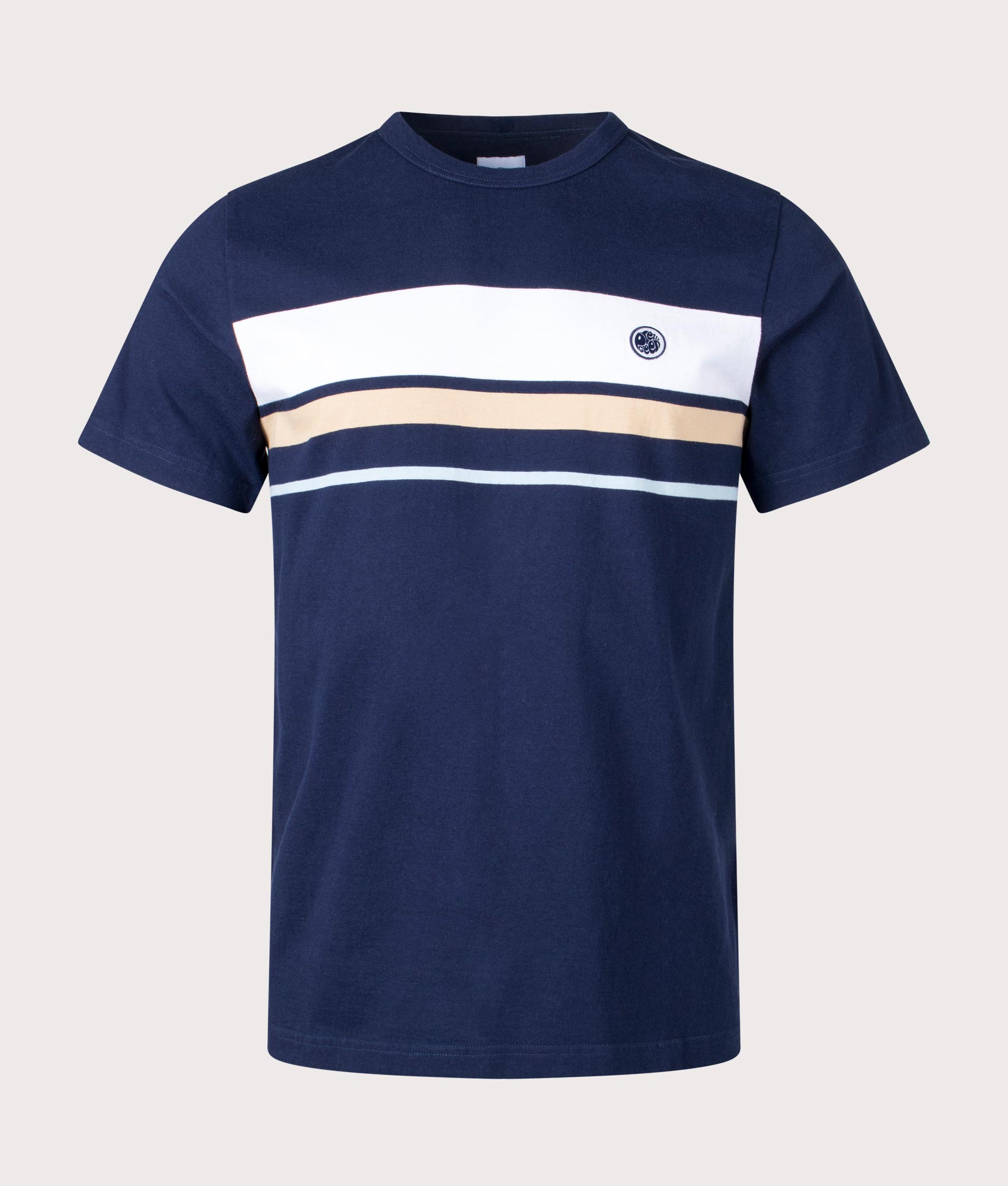 Pretty Green Mens Prestleigh Chest Stripe T-Shirt - Colour: Navy - Size: XL