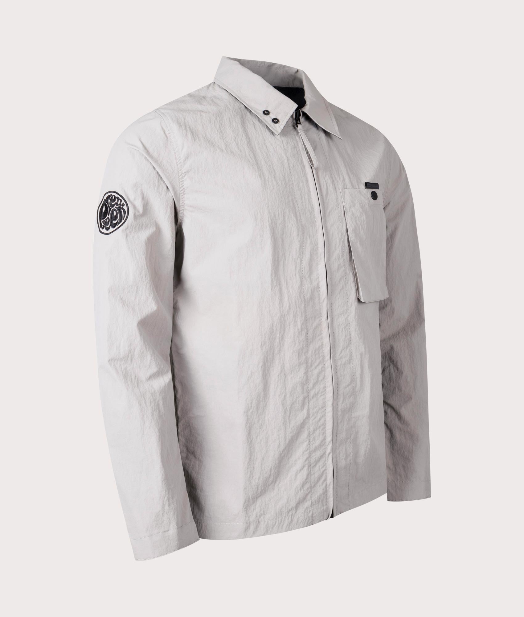 Pretty Green Mens Heaton Overshirt - Colour: Light Grey - Size: Large