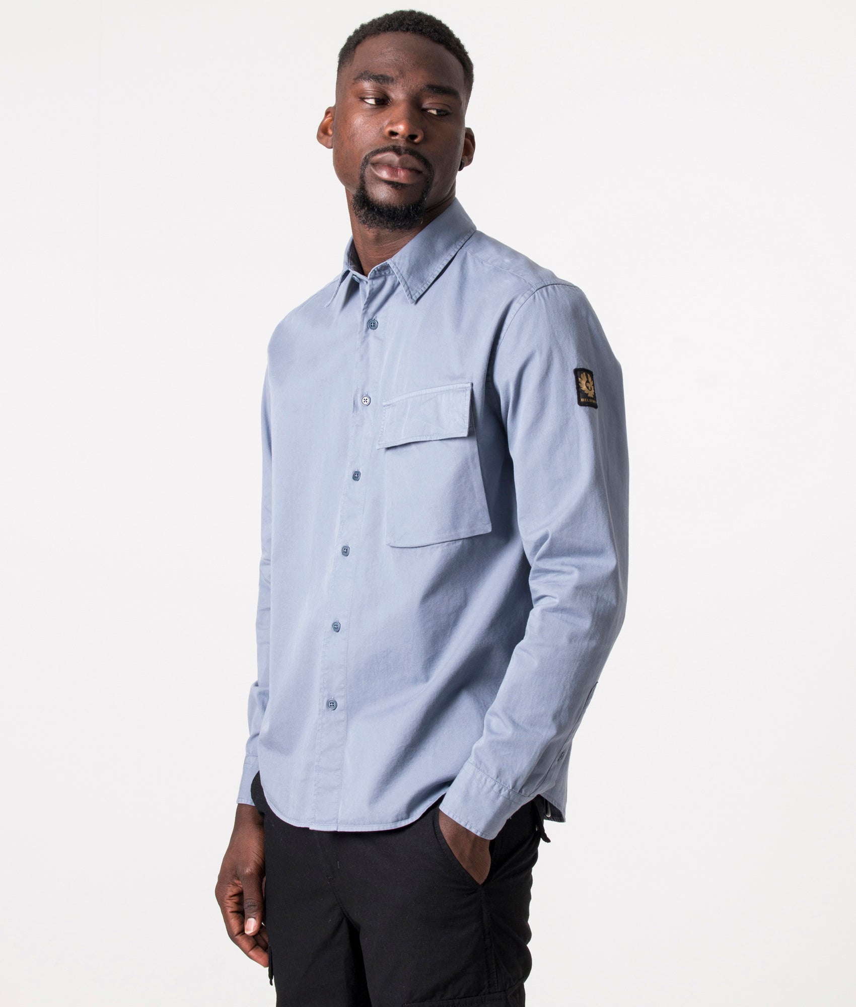 Belstaff Mens Scale Shirt - Colour: Blue Flint - Size: 2XL