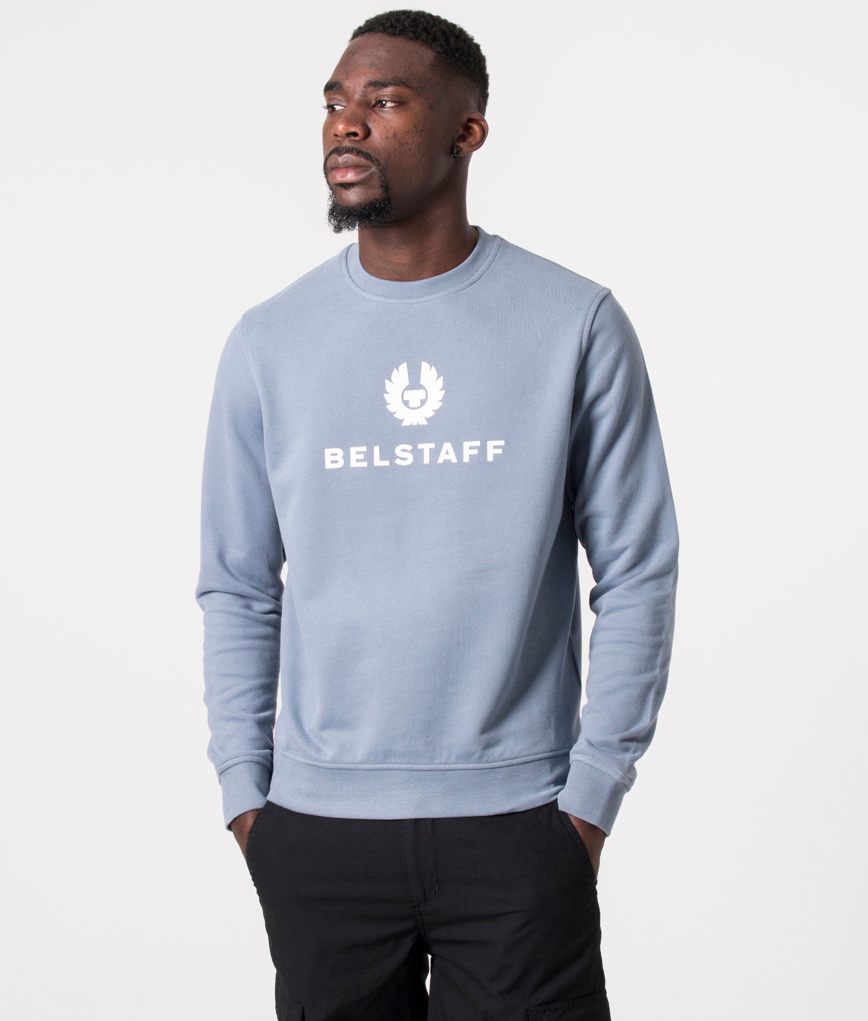 Belstaff Mens Belstaff Signature Crewneck Sweatshirt - Colour: Blue Flint - Size: Medium