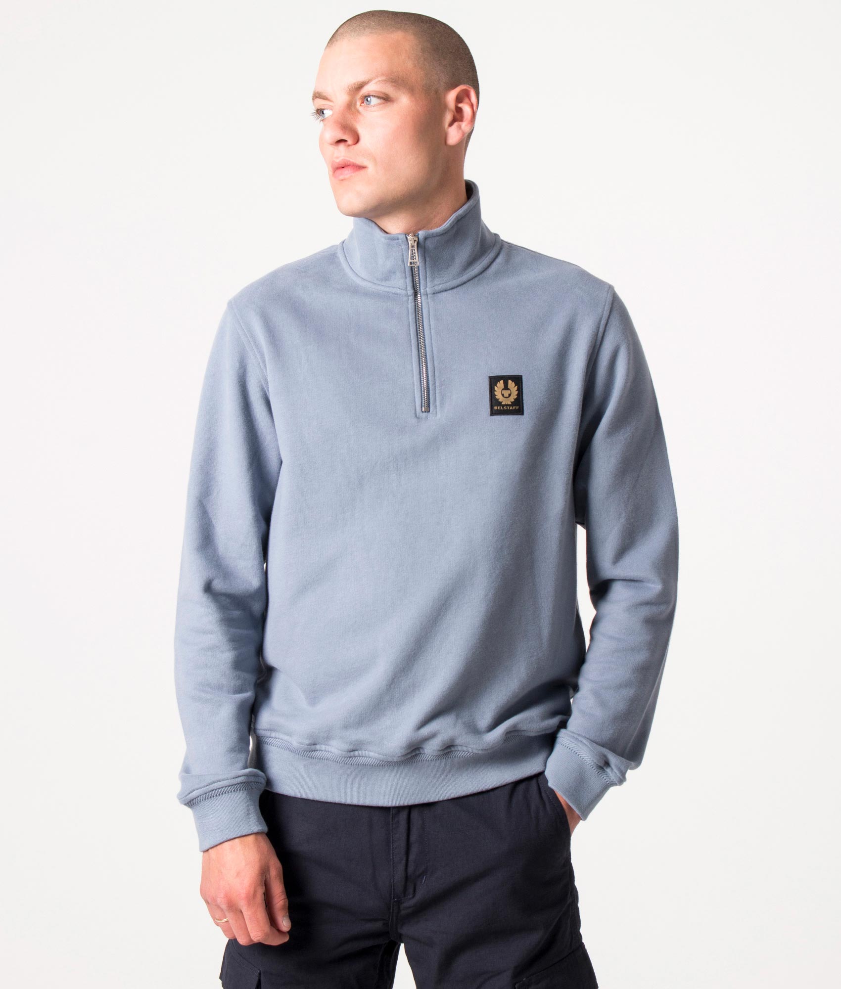 Belstaff Mens Belstaff Quarter Zip Sweatshirt - Colour: Blue Flint - Size: XL