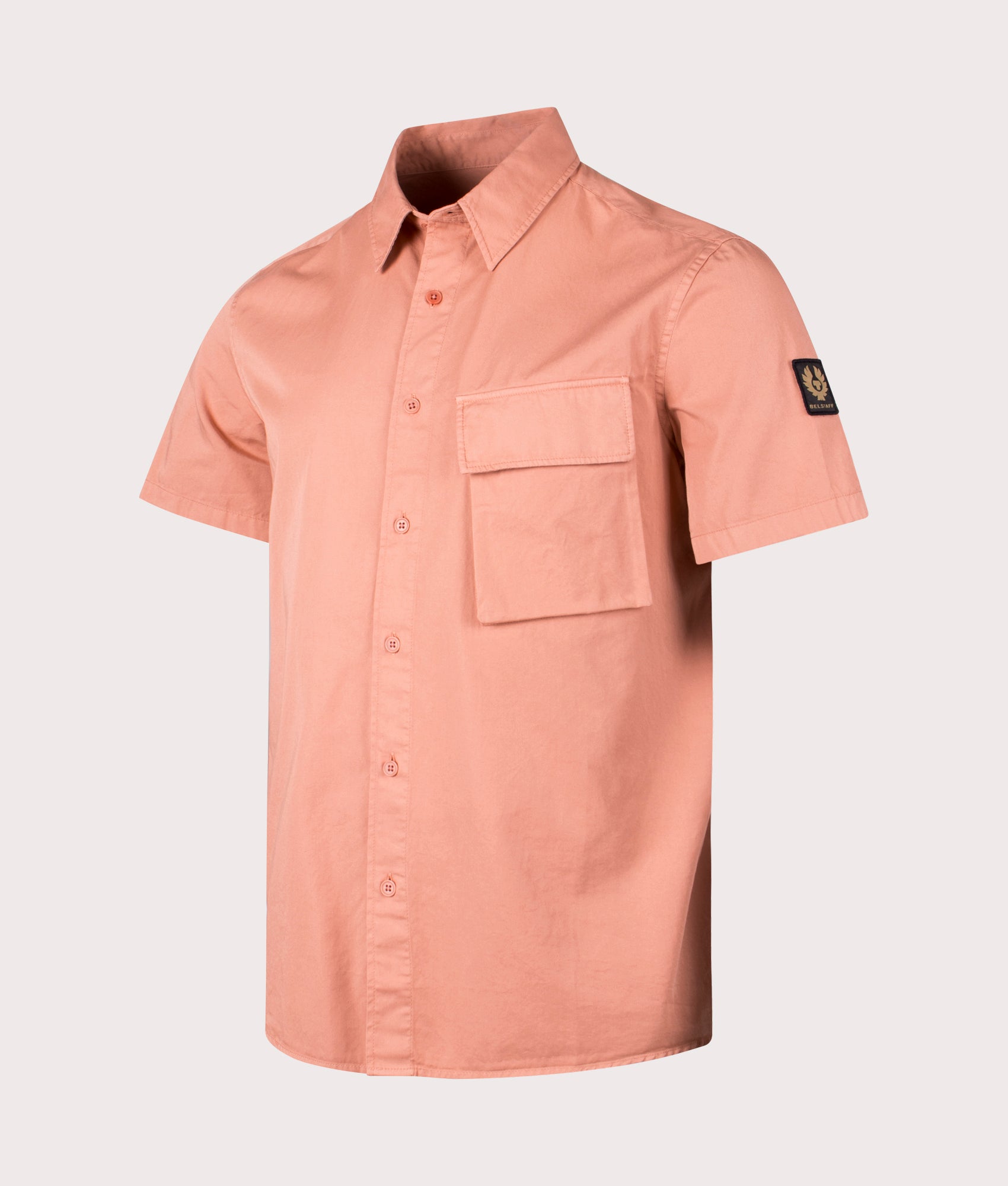 Belstaff Mens Short Sleeve Scale Shirt - Colour: Rust Pink - Size: XXL