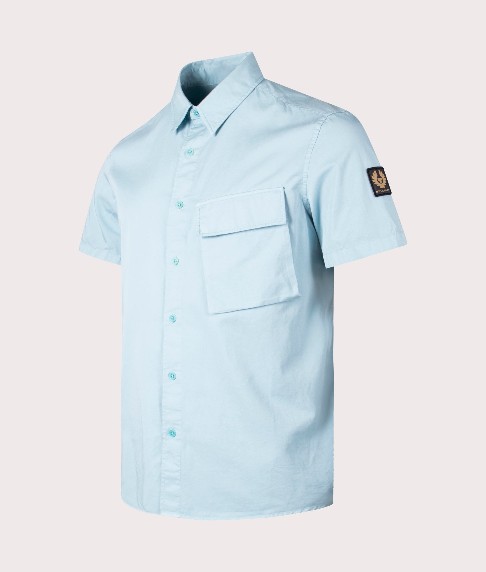 Belstaff Mens Short Sleeve Scale Shirt - Colour: Skyline Blue - Size: XL