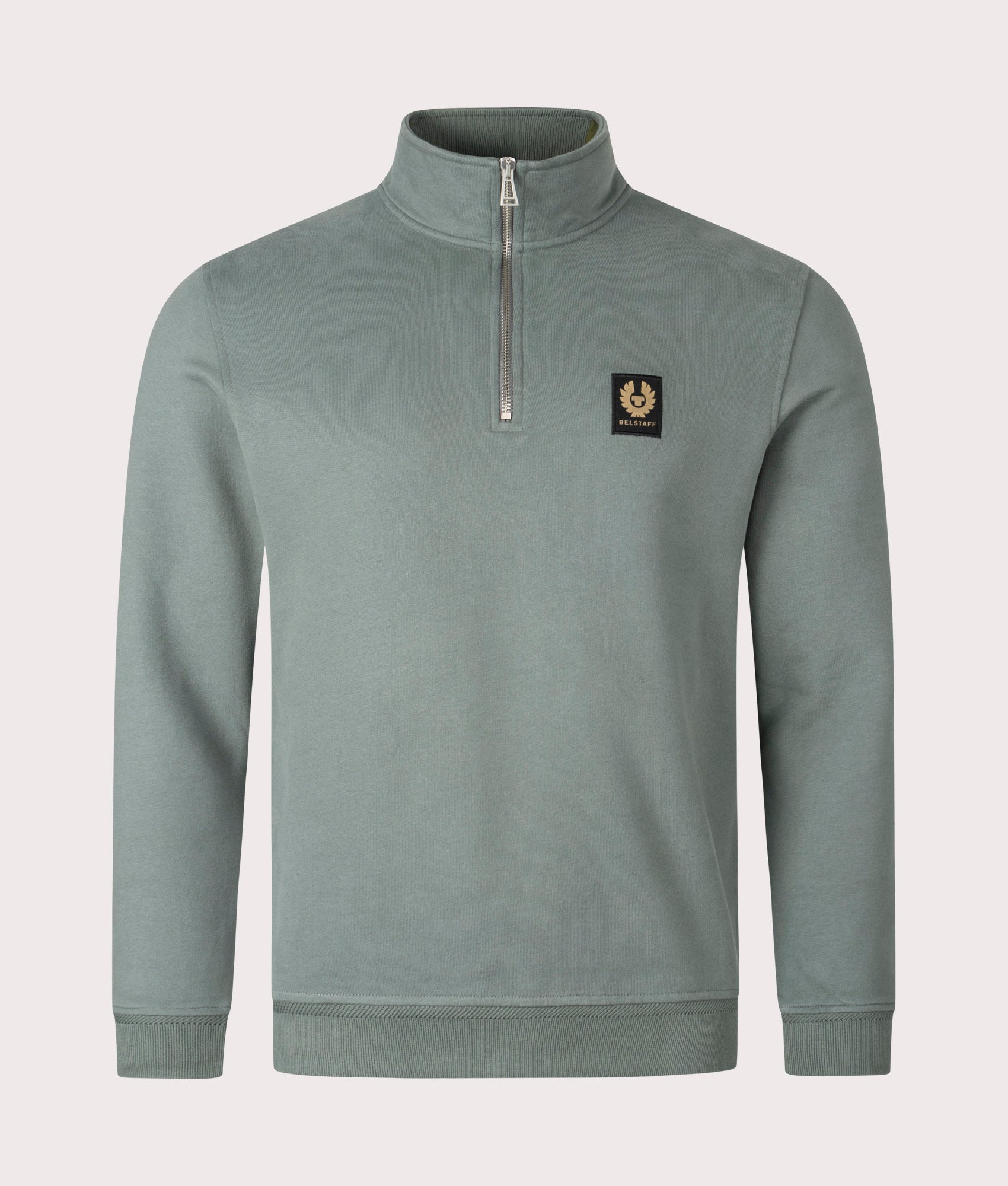 Belstaff Mens Belstaff Quarter Zip Sweatshirt - Colour: Mineral Green - Size: XXL