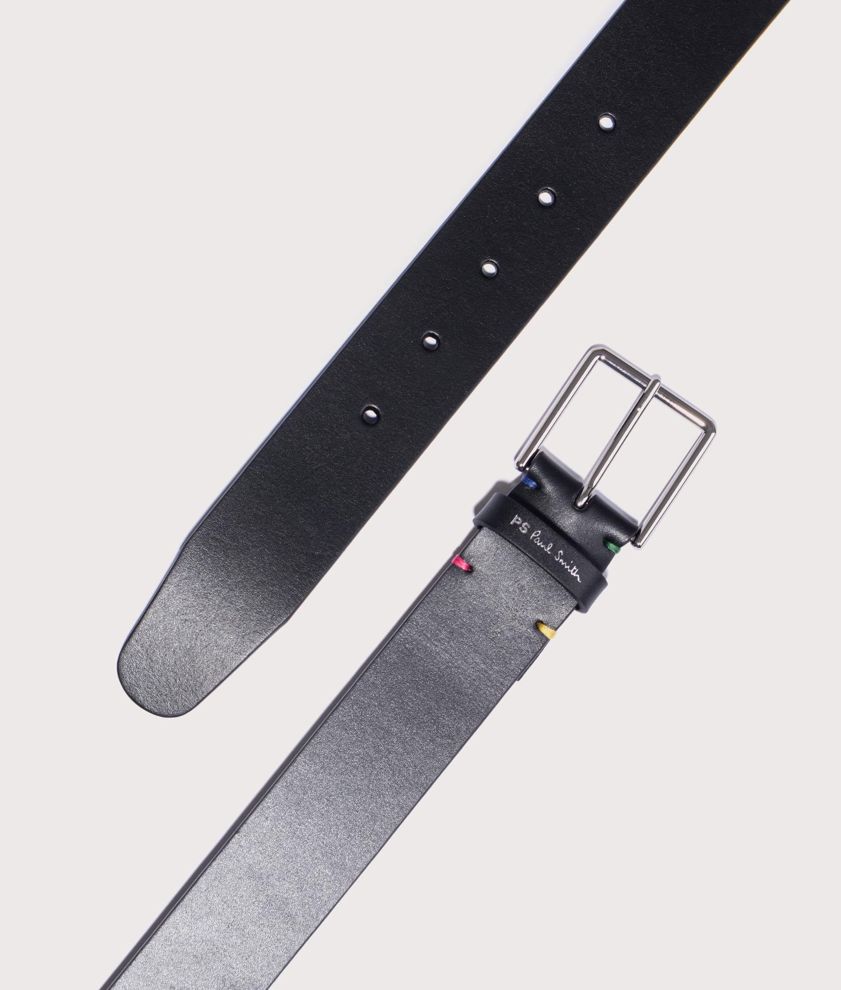 PS Paul Smith Mens Colour Stitch Belt - Colour: 79 Black - Size: 38W