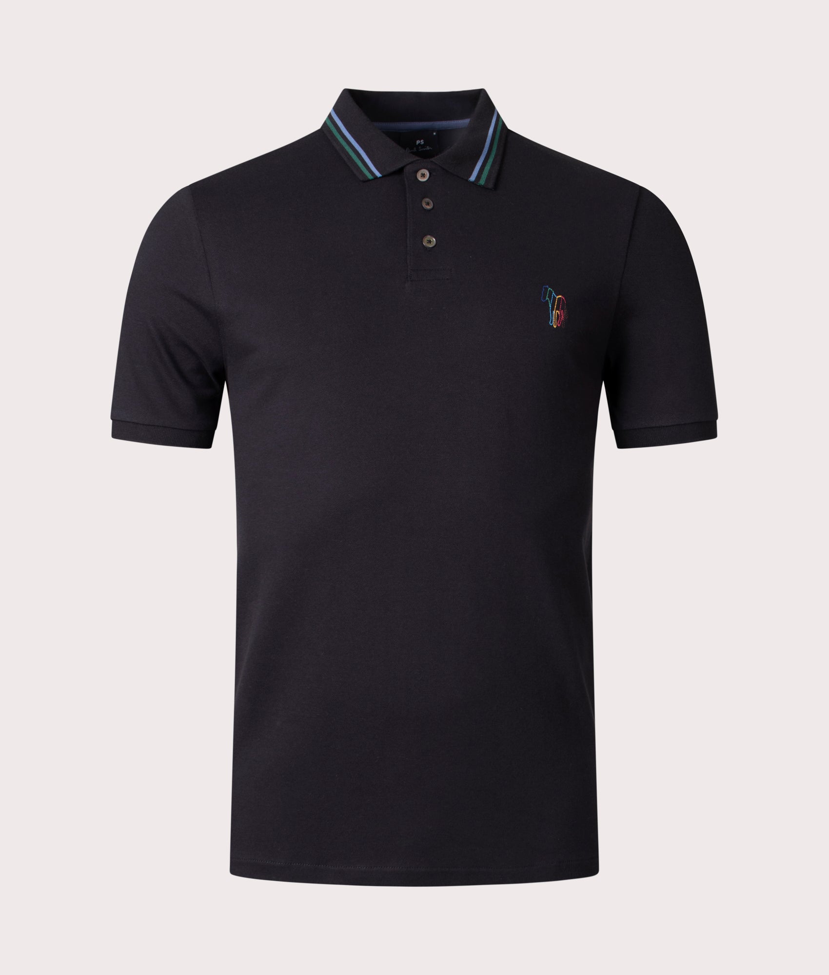 PS Paul Smith Mens Broad Stripe Zebra Polo Shirt - Colour: 79 Black - Size: Medium