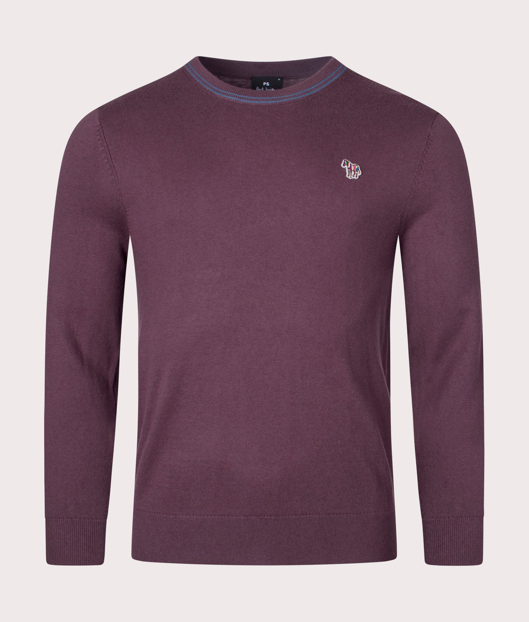 PS Paul Smith Mens Twin Stripe Zebra Logo Jumper - Colour: 52 Light Purple - Size: Large