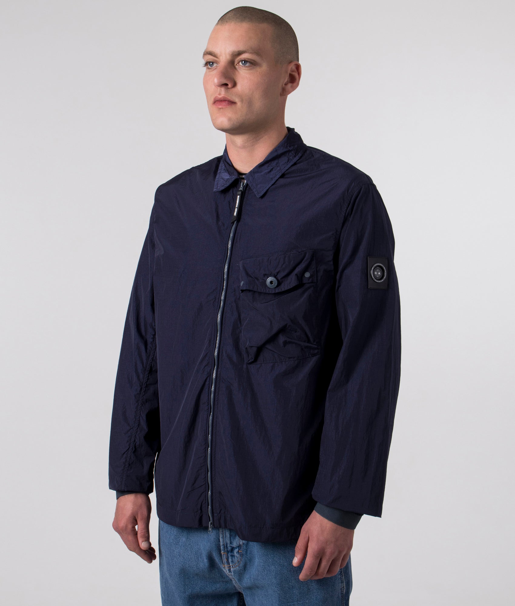 Marshall Artist Mens Krinkle Nylon Pocket Overshirt - Colour: 003 Navy - Size: XL