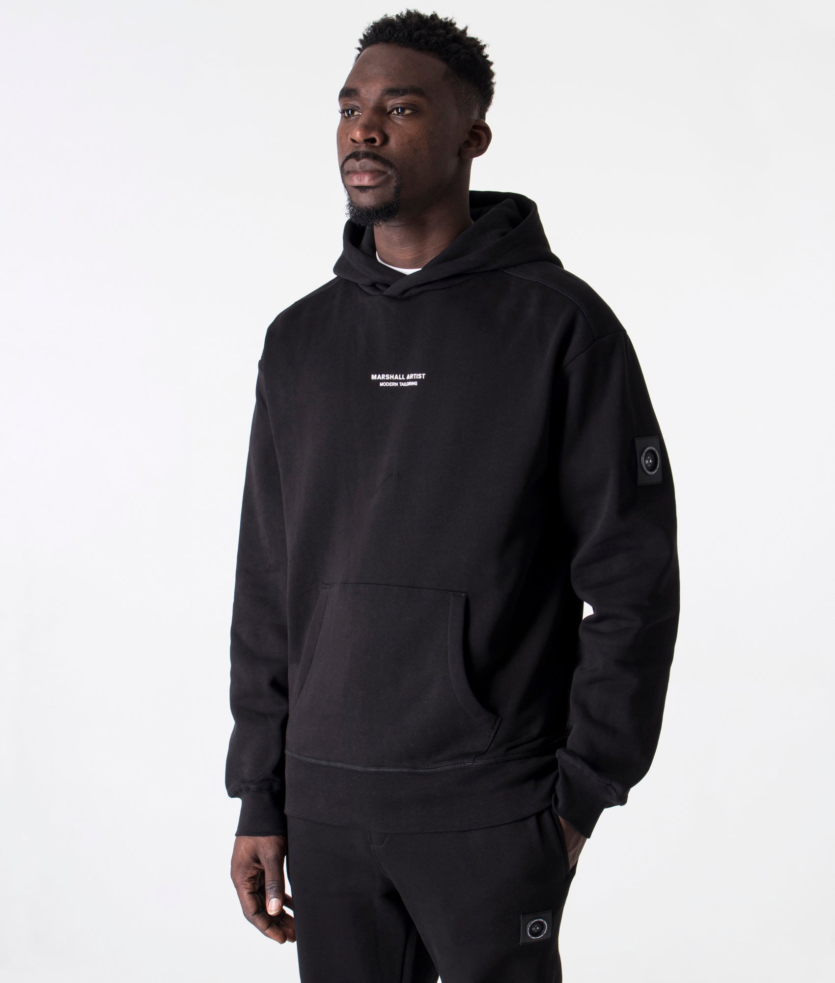 Marshall Artist Mens Relaxed Fit Siren Overhead Hoodie - Colour: 001 Black - Size: Large