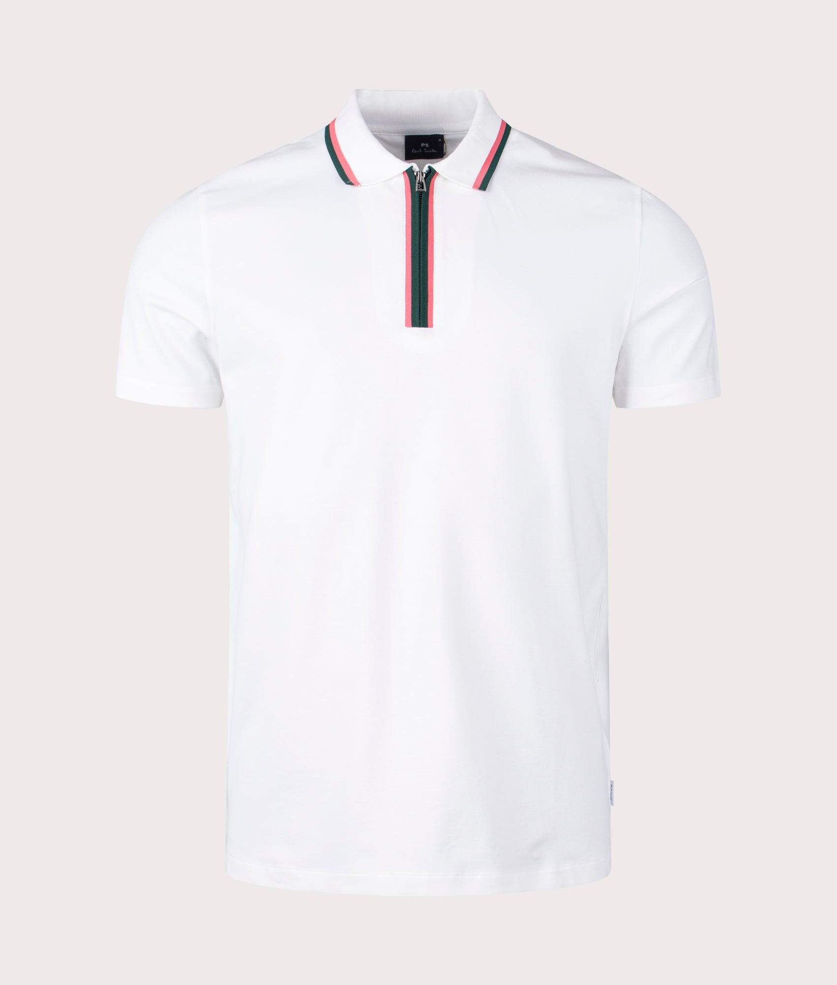 PS Paul Smith Mens Quarter Zip Polo Shirt - Colour: 02A Off White - Size: Medium