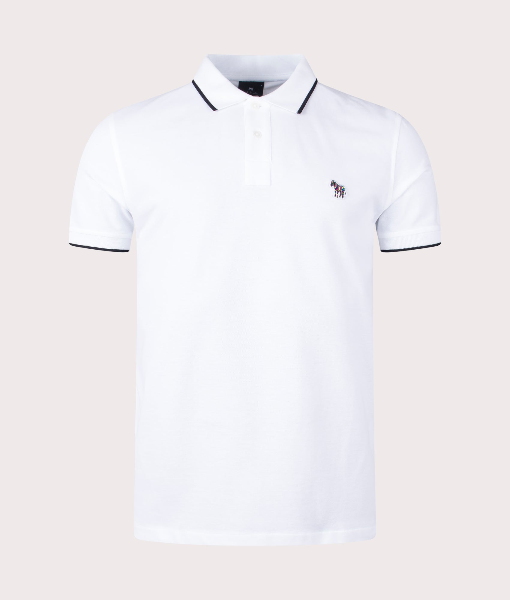 PS Paul Smith Mens Zebra Badge Polo Shirt - Colour: 01 White - Size: XL