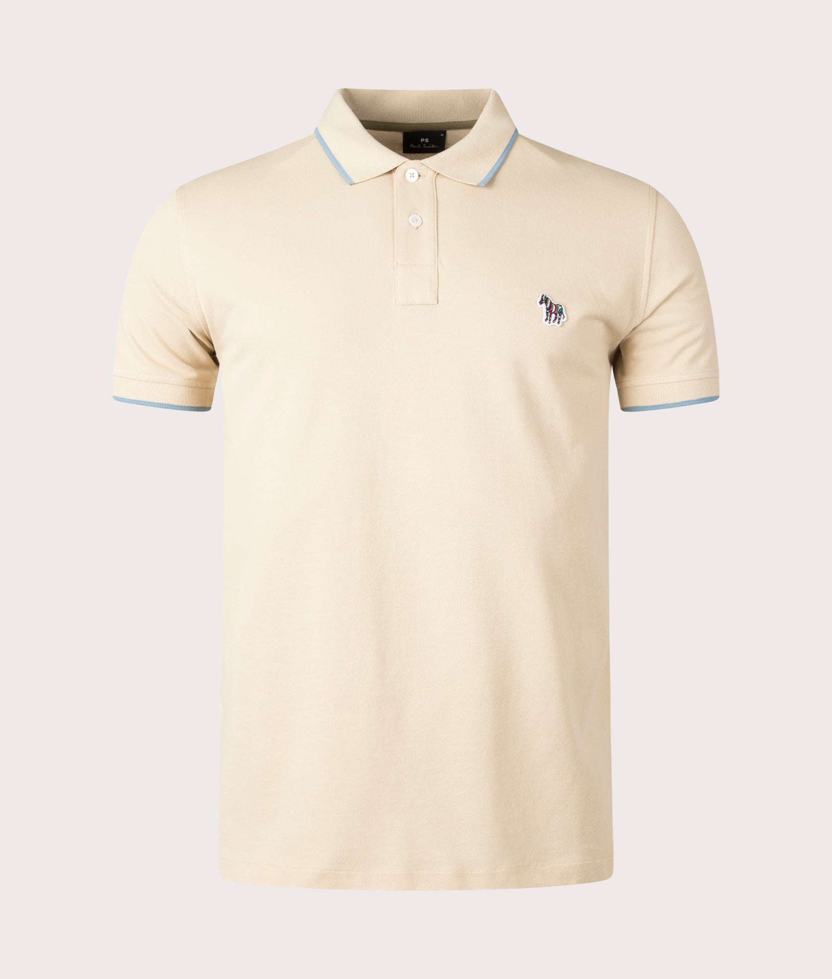 PS Paul Smith Mens Zebra Badge Polo Shirt - Colour: 61 Medium Beige - Size: XL