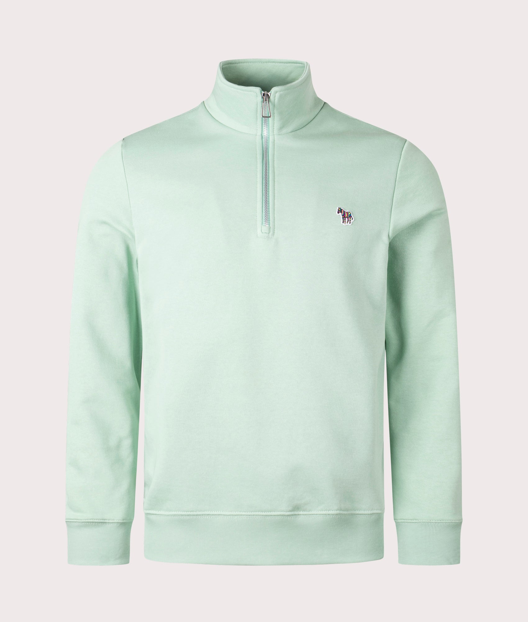 PS Paul Smith Mens Quarter Zip Zebra Sweatshirt - Colour: 30A Pastel Green - Size: Large