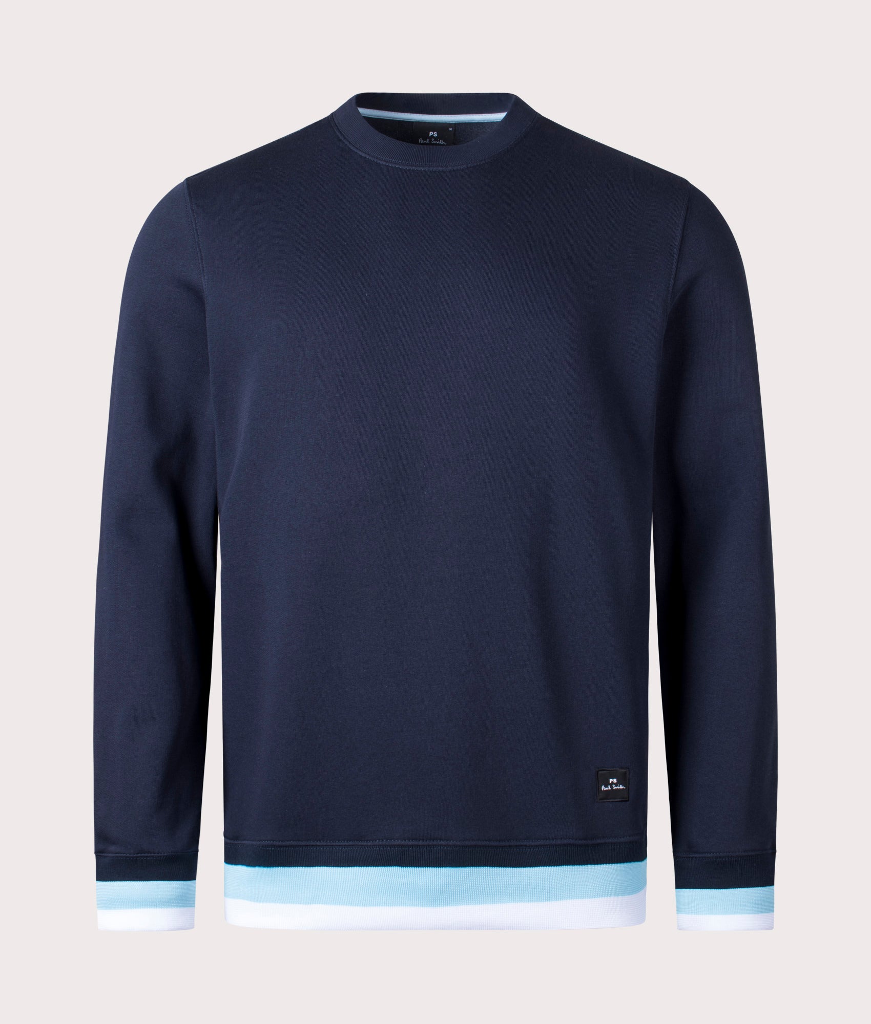 PS Paul Smith Mens Contrast Ribbed Sweatshirt - Colour: 49 Very Dark Navy - Size: Large