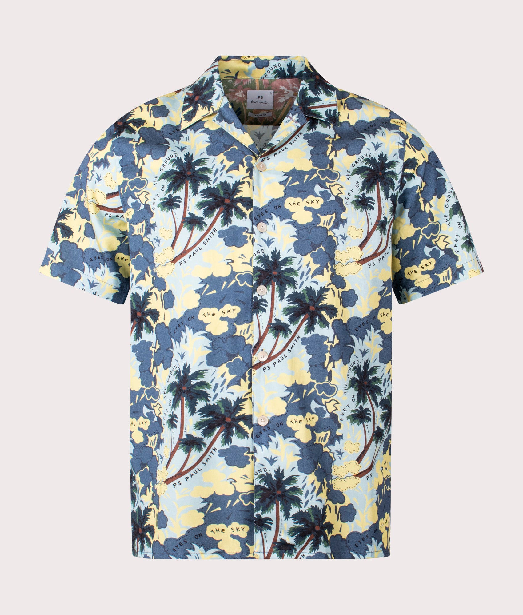 PS Paul Smith Mens Relaxed Fit Short Sleeve Floral Print Shirt - Colour: 40 Light Blue - Size: XL