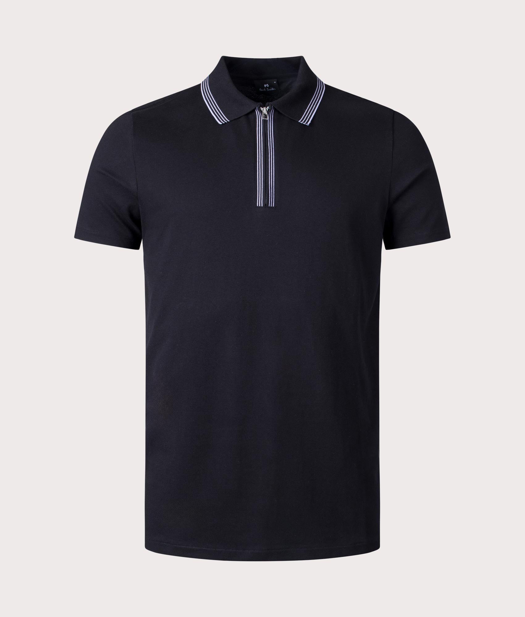 PS Paul Smith Mens Zip Neck Polo Shirt - Colour: 79 Black - Size: Medium