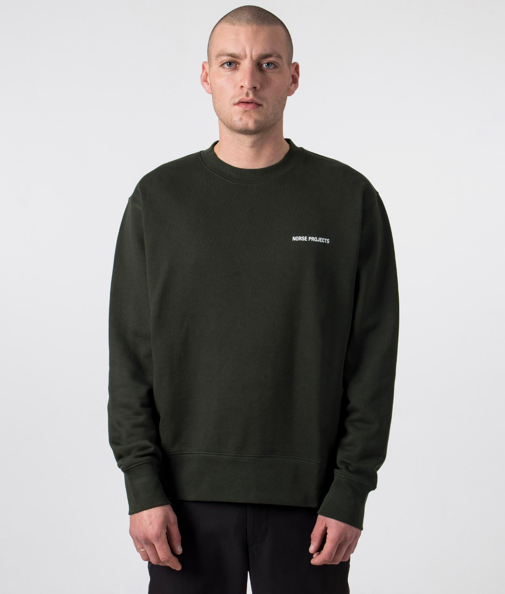 Norse Projects Mens Relaxed Fit Arne Organic Logo Sweatshirt - Colour: 8109 BeechGreen - Size: XL