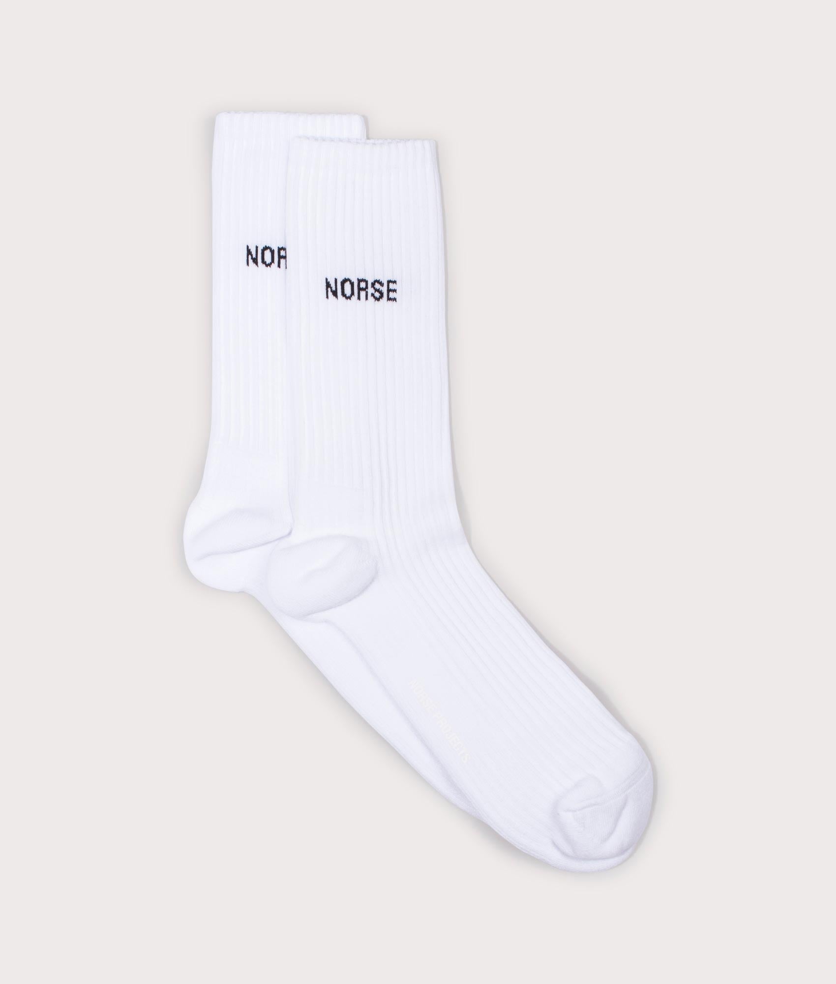 Norse Projects Mens Bjarki Logo Socks - Colour: 0001 White - Size: One Size