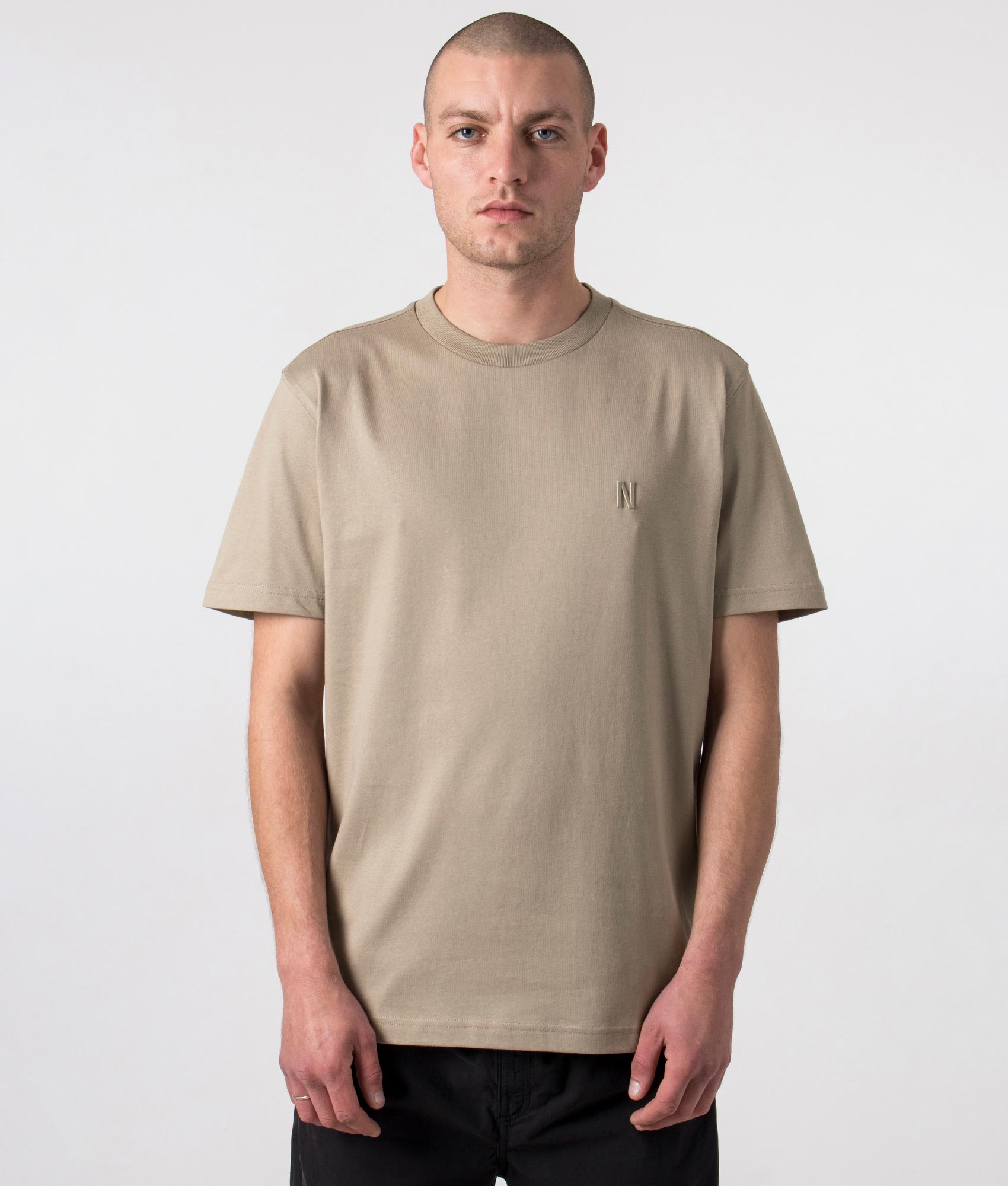 Norse Projects Mens Relaxed Fit Johannes Organic N Logo T-shirt - Colour: 0909 Sand - Size: XL