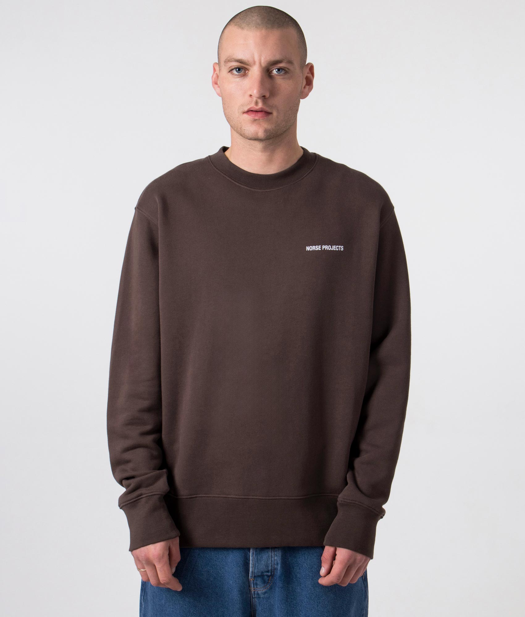 Norse Projects Mens Relaxed Fit Arne Organic Logo Sweatshirt - Colour: 2040 Heathland Brown - Size: 