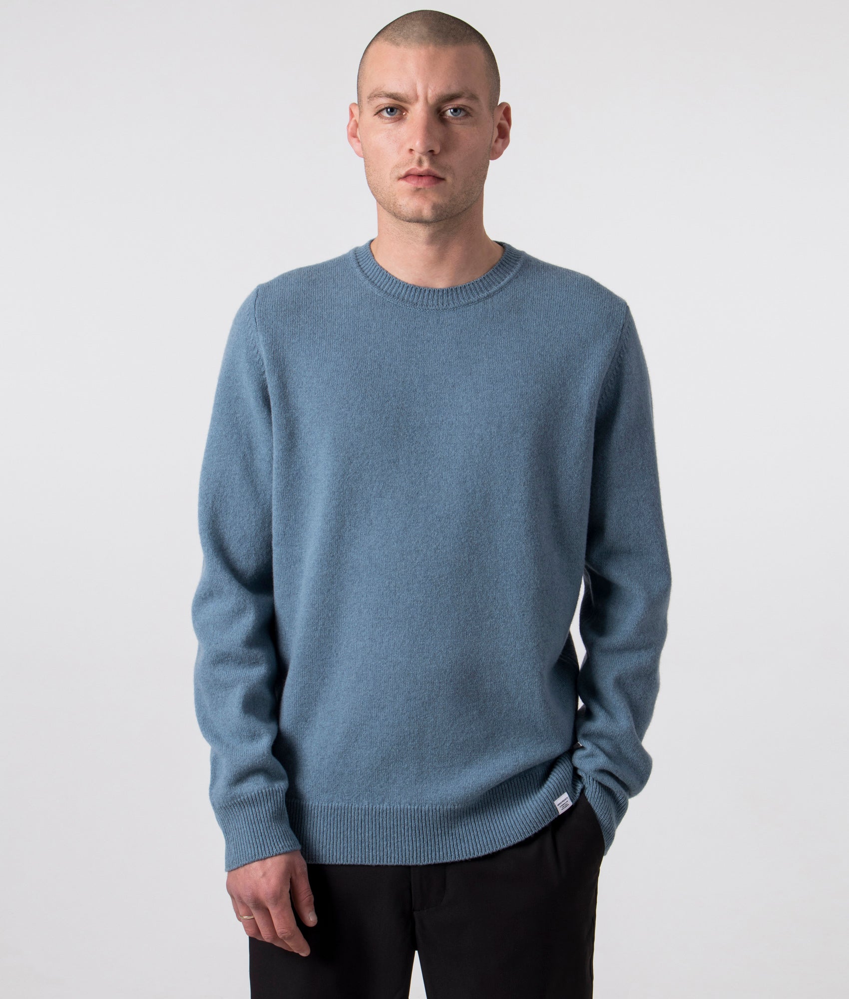 Norse Projects Mens Sigfred Merino Lambswool Jumper - Colour: 7188 Light Stone Blue - Size: Large