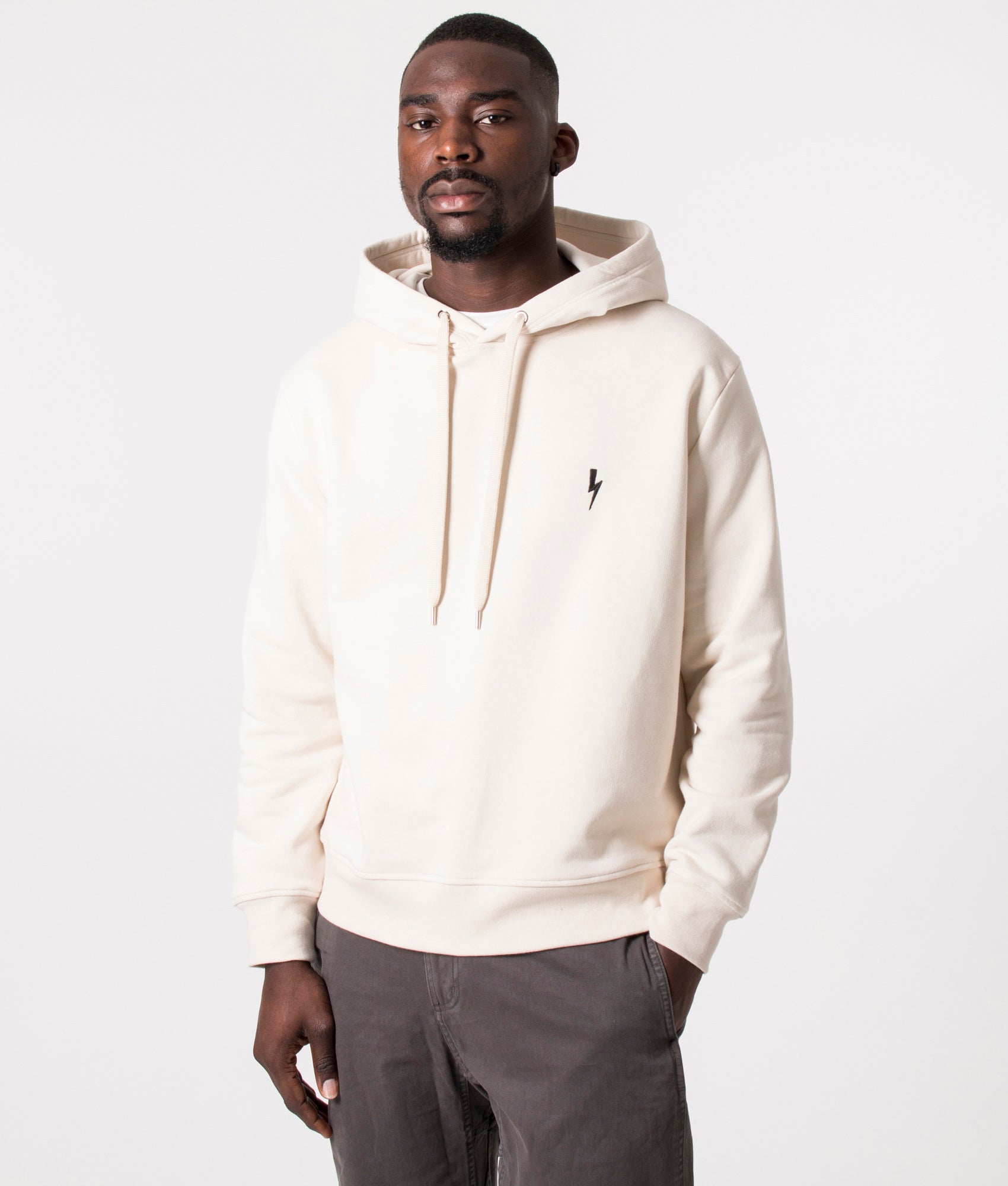 Neil Barrett Mens Slim Fit Basic Bolt Logo Sweatshirt - Colour: 646 Ivory/Black - Size: XL