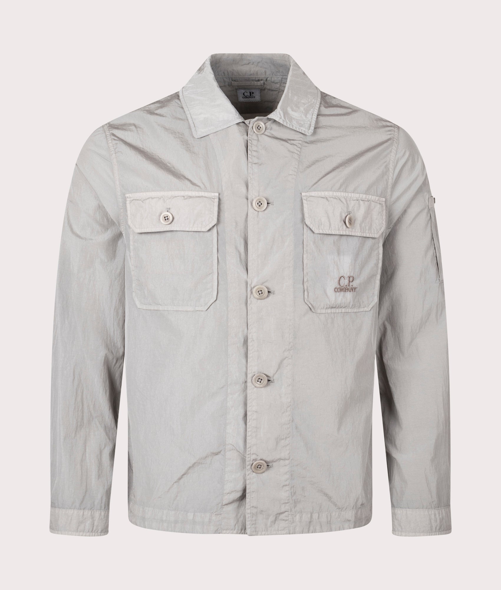C.P. Company Mens Chrome-R Pocket Overshirt - Colour: 913 Drizzle Grey - Size: Medium