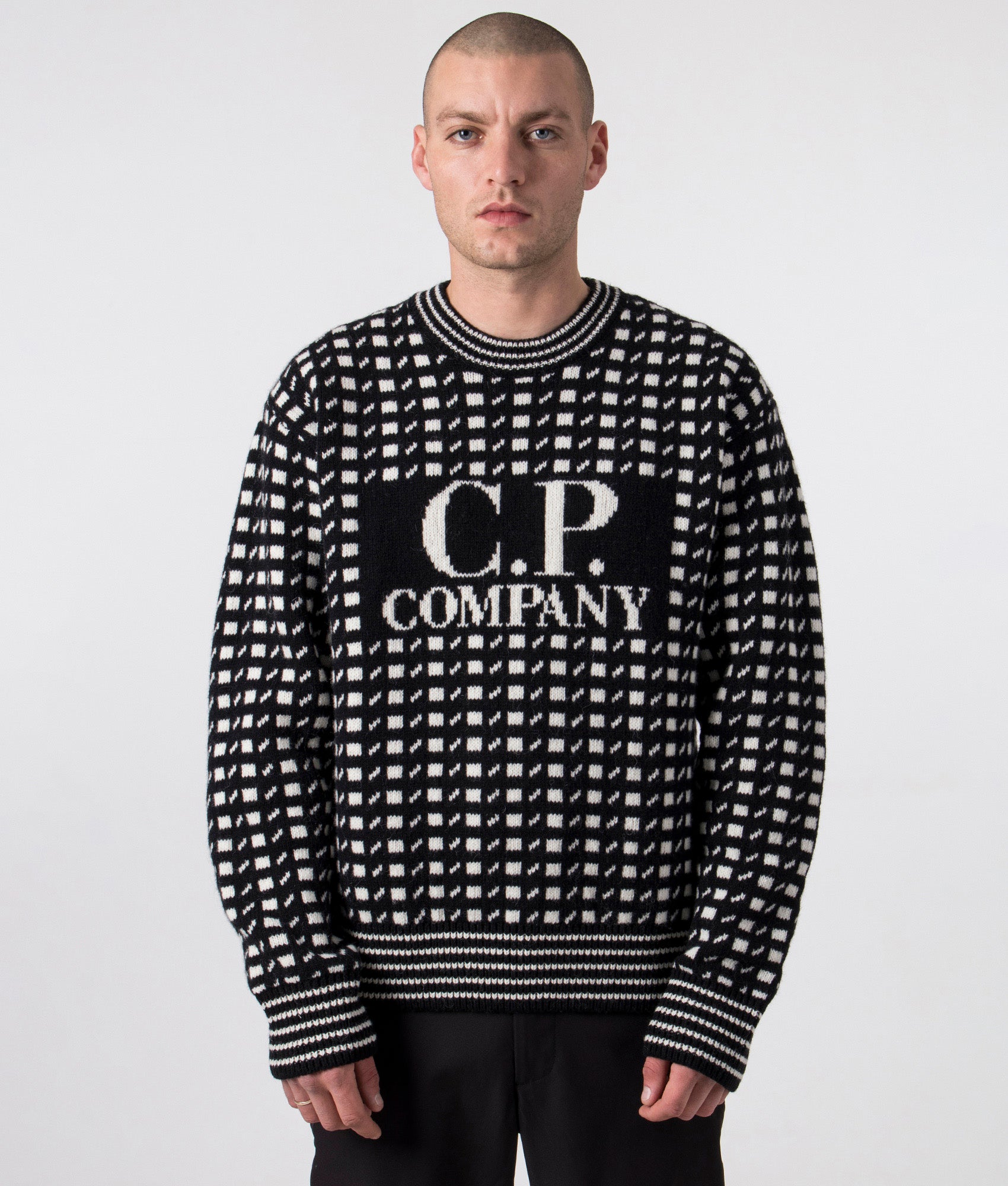 C.P. Company Mens Wool Jacquard 2 Logo Jumper - Colour: V02 Var.02 - Size: 48/M