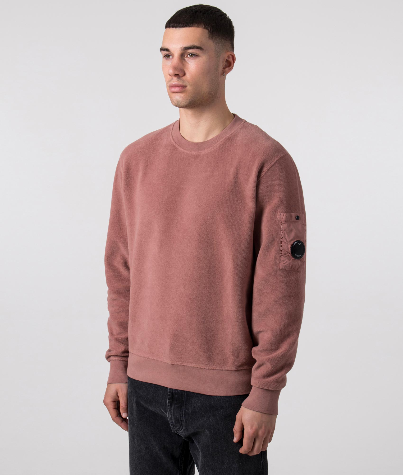 C.P. Company Mens Reversed Brushed & Emerized Diagonal Fleece Sweatshirt - Colour: 476 Cedar Woo