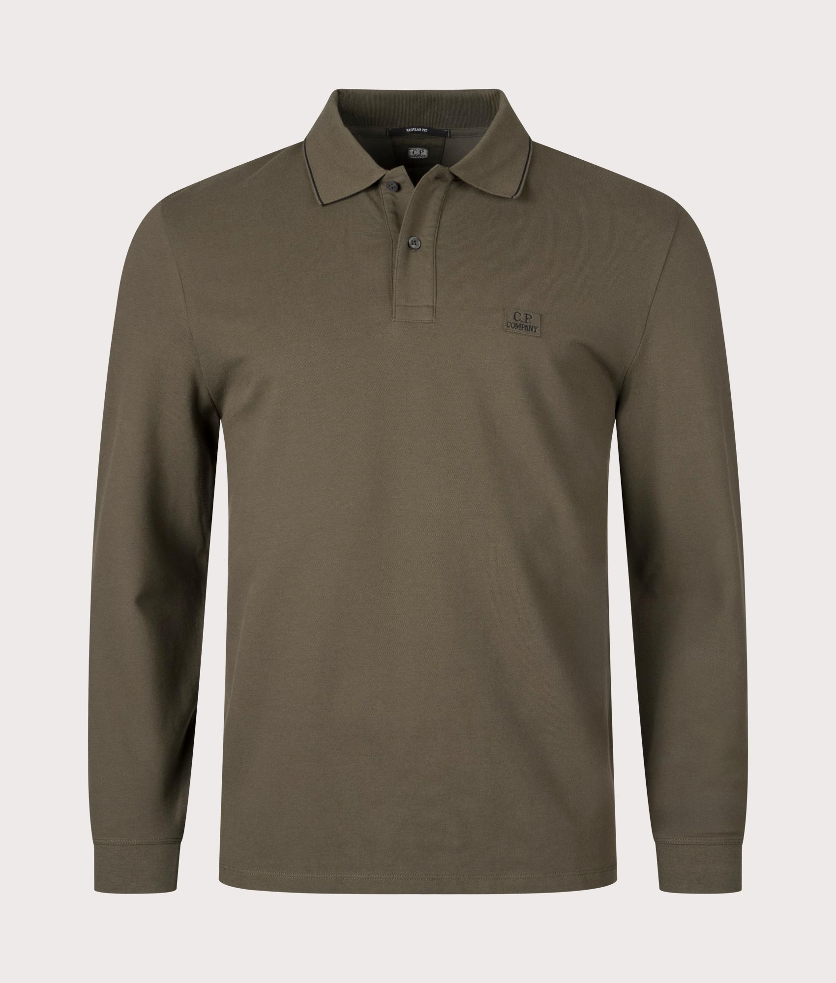 C.P. Company Mens Stretch Piquet Long Sleeve Polo Shirt - Colour: 683 Ivy Green - Size: Medium